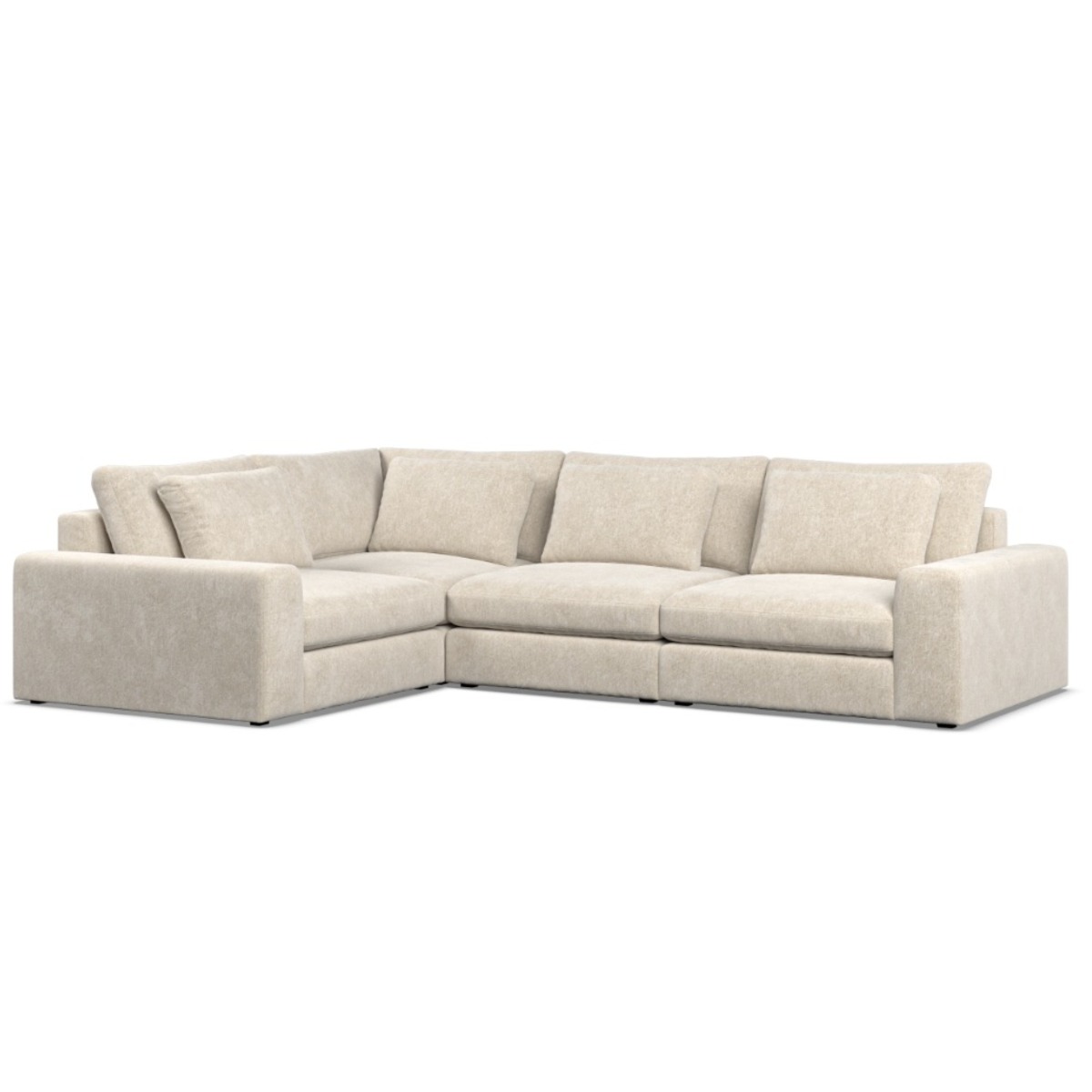 Corner Sofa - SOVA Fabric 3 Seater Right Hand Facing Ivory - Edgbaston Living
