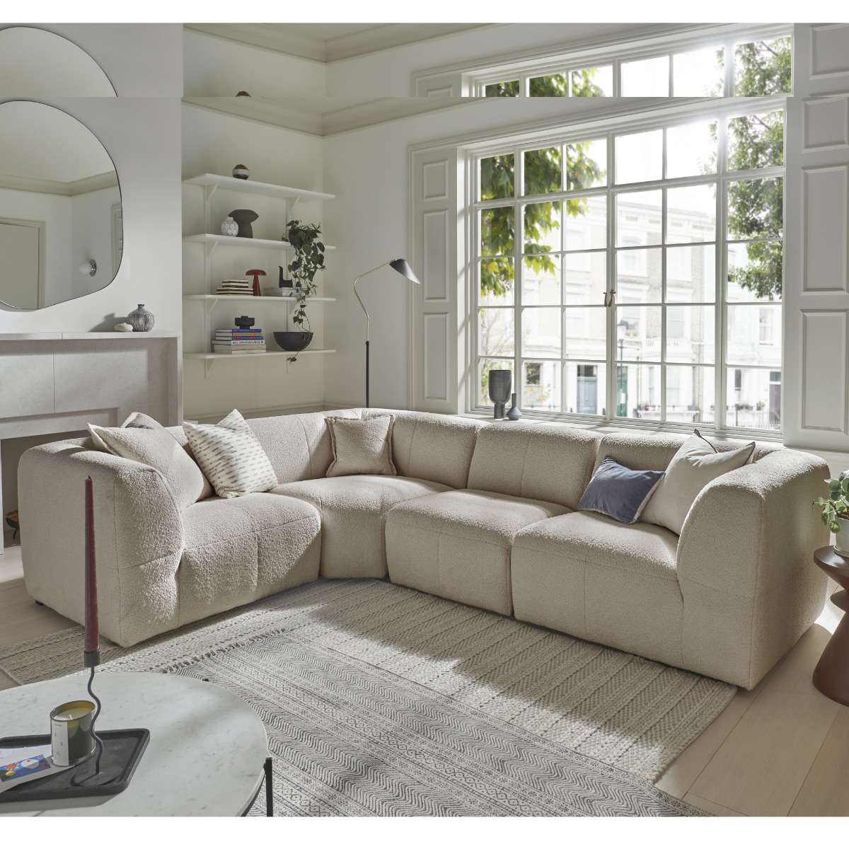 Corner Sofa - ESSAOUIRA Fabric 4 Seater Right Hand Facing - Sandshell - Edgbaston Living