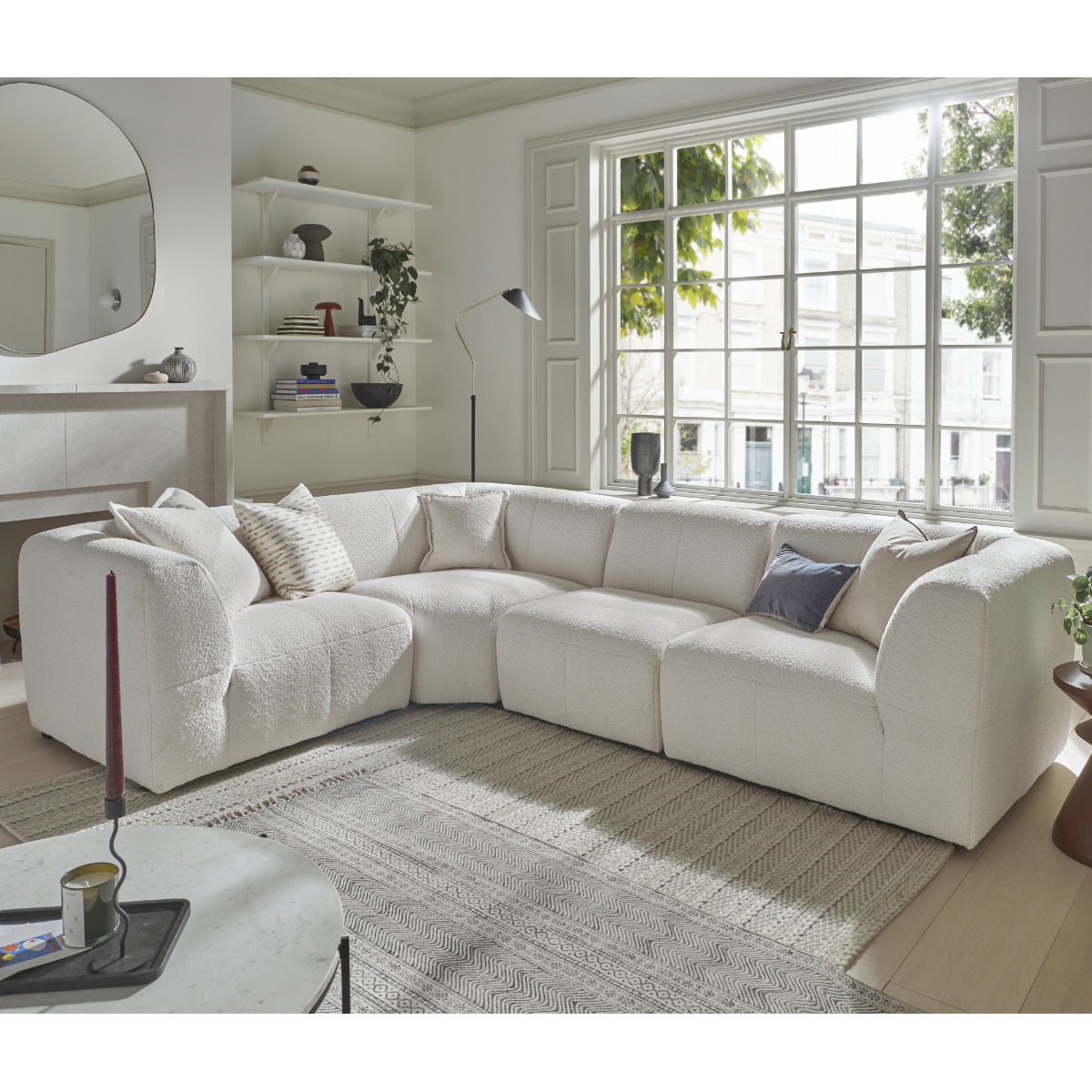 Corner Sofa - ESSAOUIRA Fabric 4 Seater Right Hand Facing - Coconut Milk - Edgbaston Living