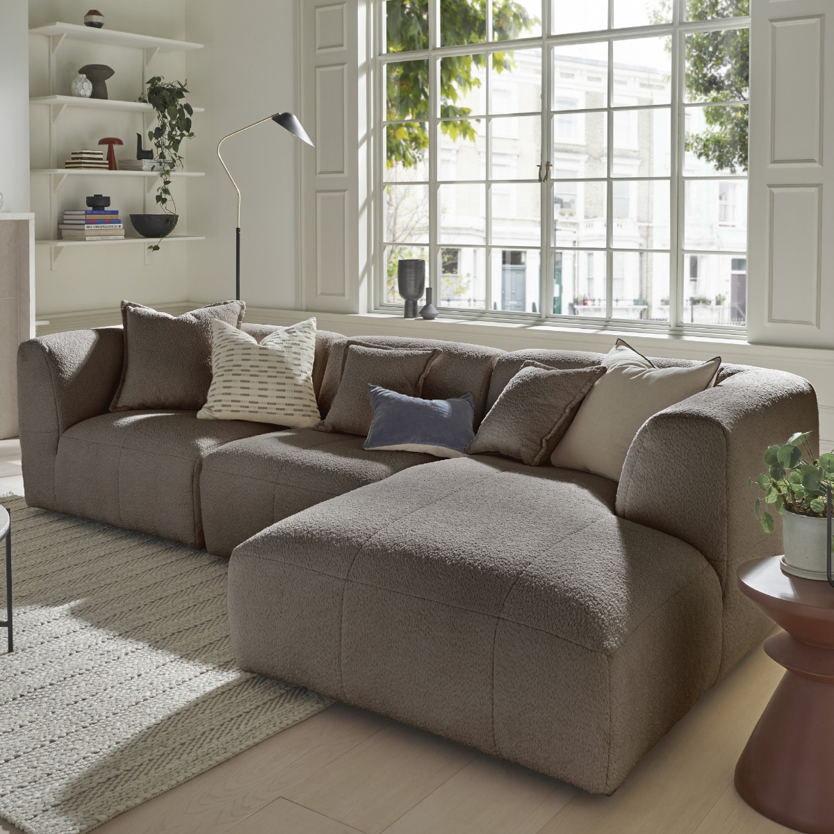 Corner Sofa - ESSAOUIRA Fabric 3 Seater Left Hand Facing - Walnut - Edgbaston Living