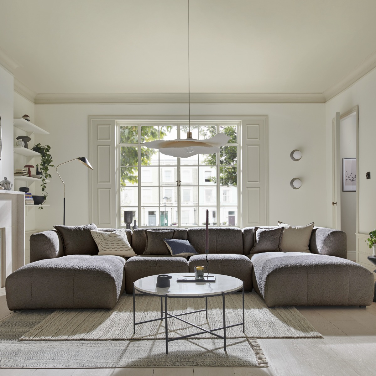 Corner Sofa - ESSAOUIRA Fabric 4 Seater U Shaped - Steel Grey - Edgbaston Living