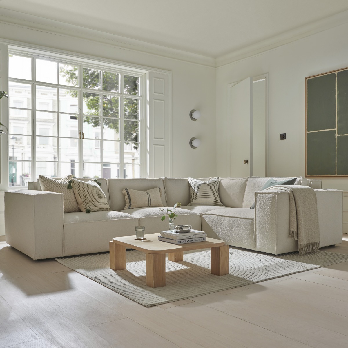 Corner Sofa - LUCCA Fabric 4 Seater Left Hand Facing - Beige - Edgbaston Living
