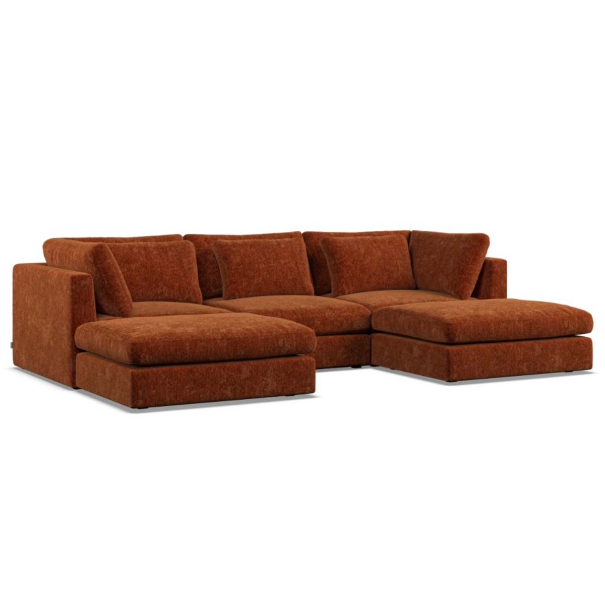Corner Sofa - SOVA Fabric 5 Seater U Shaped Deep Terra - Footstool End - Edgbaston Living