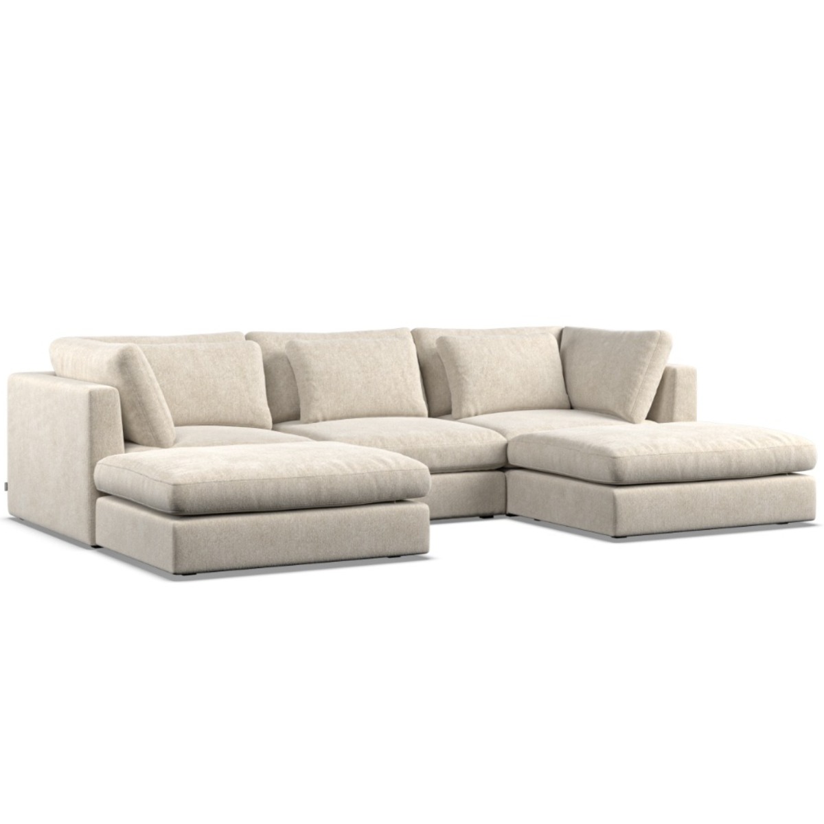 Corner Sofa - SOVA Fabric 5 Seater U Shaped Ivory - Footstool End - Edgbaston Living