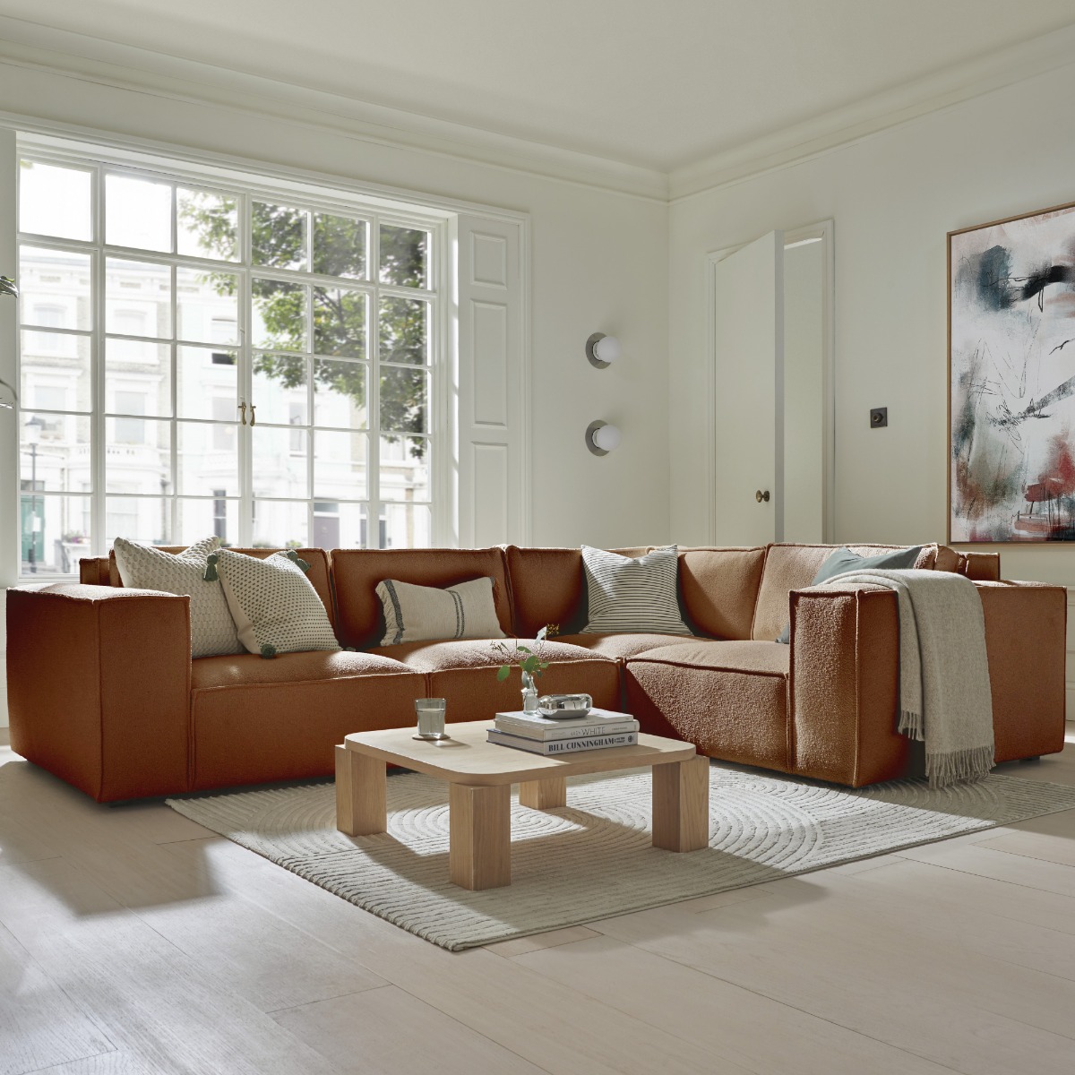 Corner Sofa - LUCCA Fabric 4 Seater Left Hand Facing - Terra - Edgbaston Living