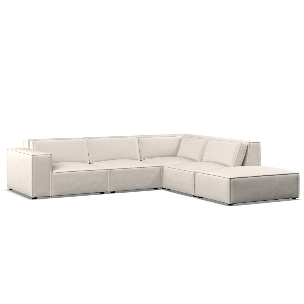 Corner Sofa - LUCCA Fabric 5 Seater Left Hand Facing - Ivory - Edgbaston Living
