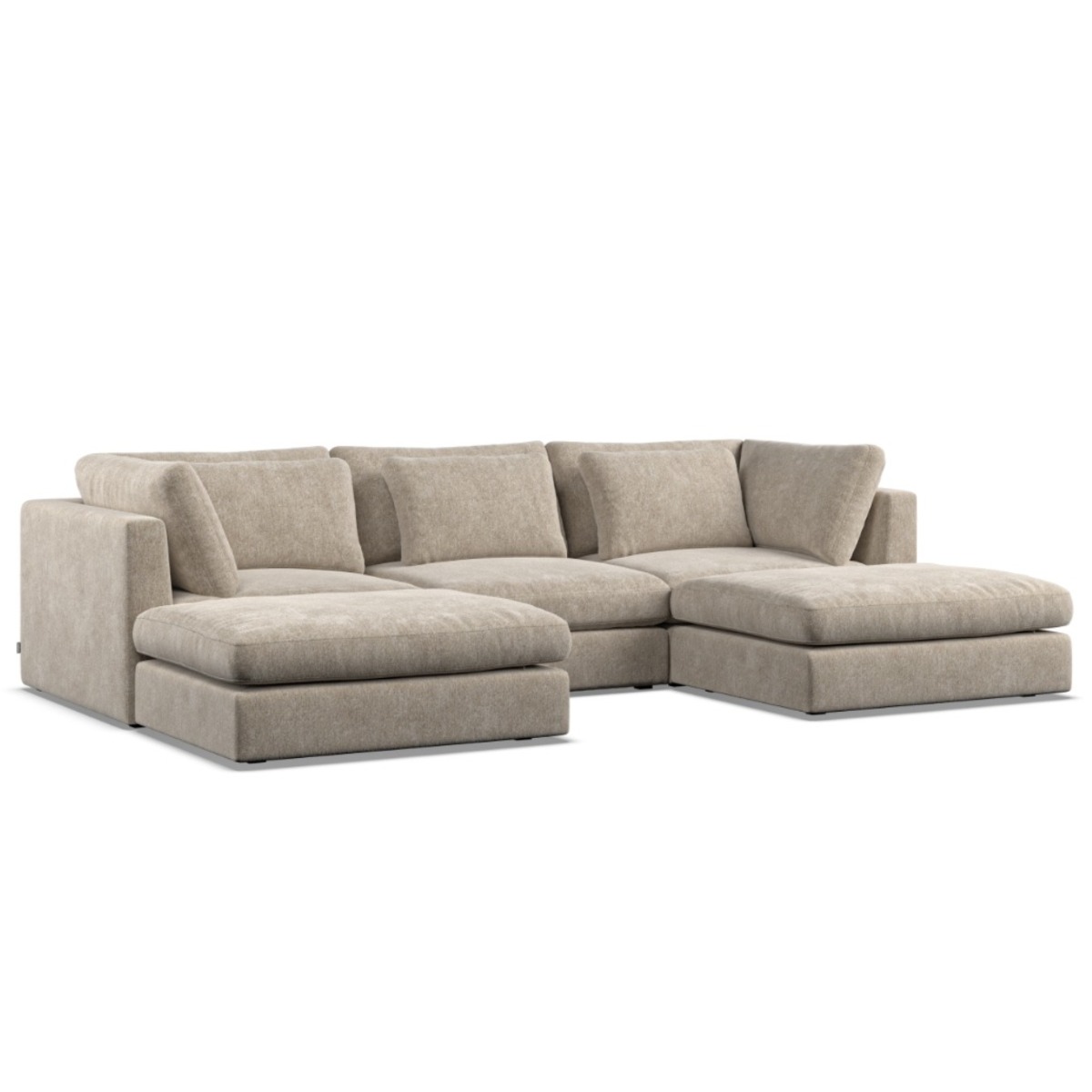 Corner Sofa - SOVA Fabric 5 Seater U Shaped Pearl - Footstool End - Edgbaston Living