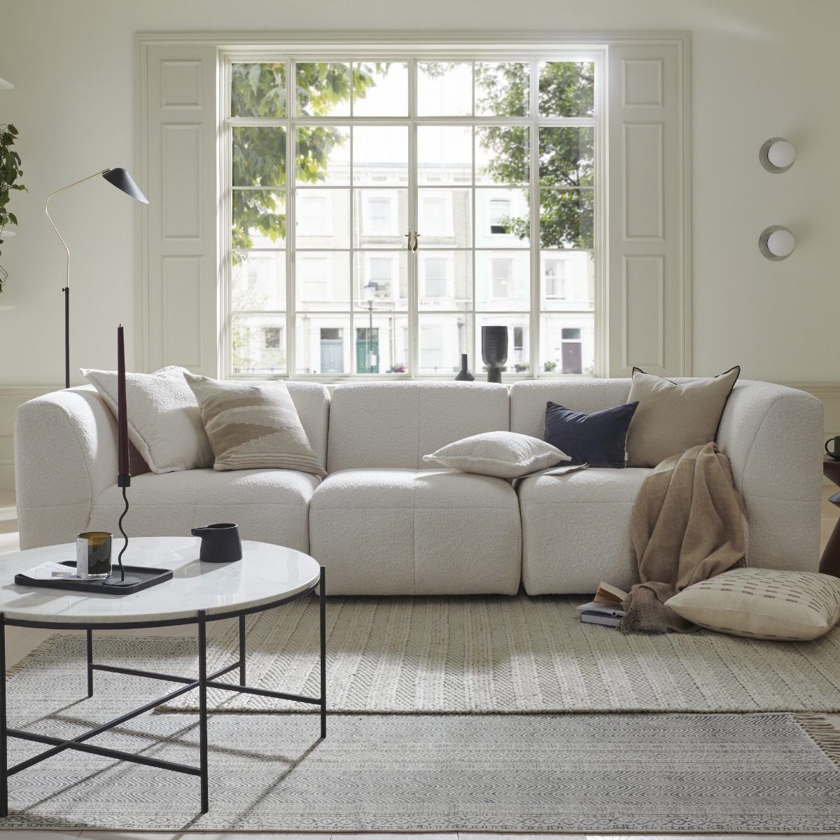 3 Seater Sofa - ESSAOUIRA Fabric Coconut Milk - Edgbaston Living