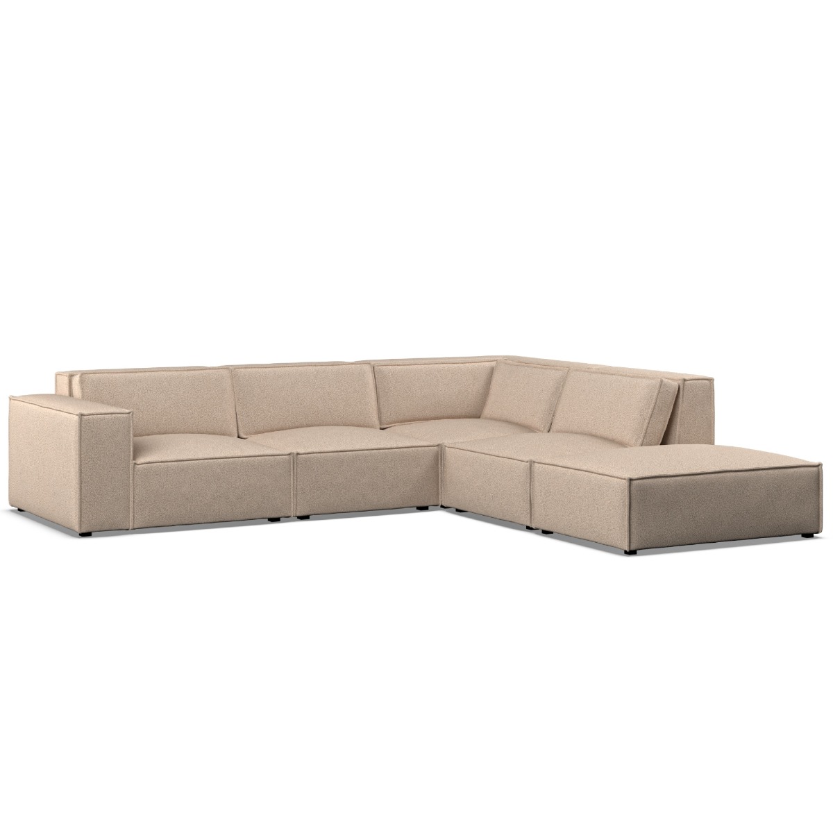 Corner Sofa - LUCCA Fabric 5 Seater Left Hand Facing - Beige - Edgbaston Living