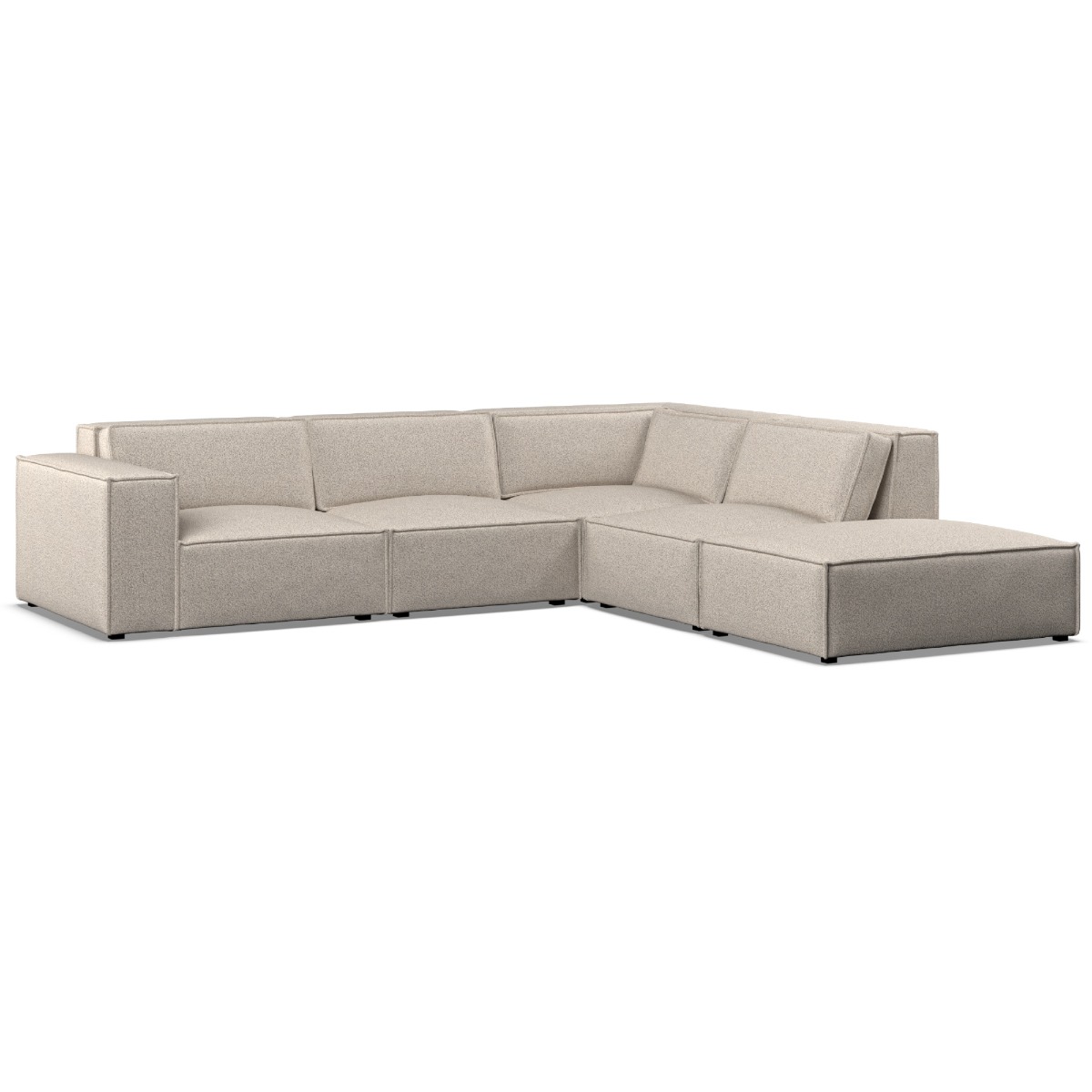 Corner Sofa - LUCCA Fabric 5 Seater Left Hand Facing - Linen - Edgbaston Living
