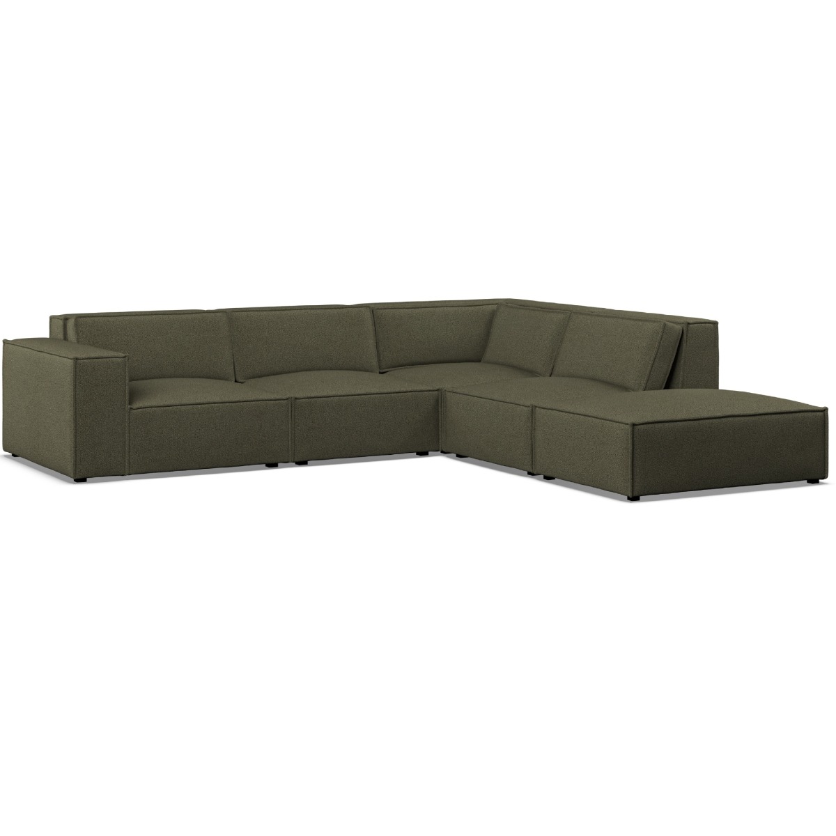 Corner Sofa - LUCCA Fabric 5 Seater Left Hand Facing - Winter Moss - Edgbaston Living