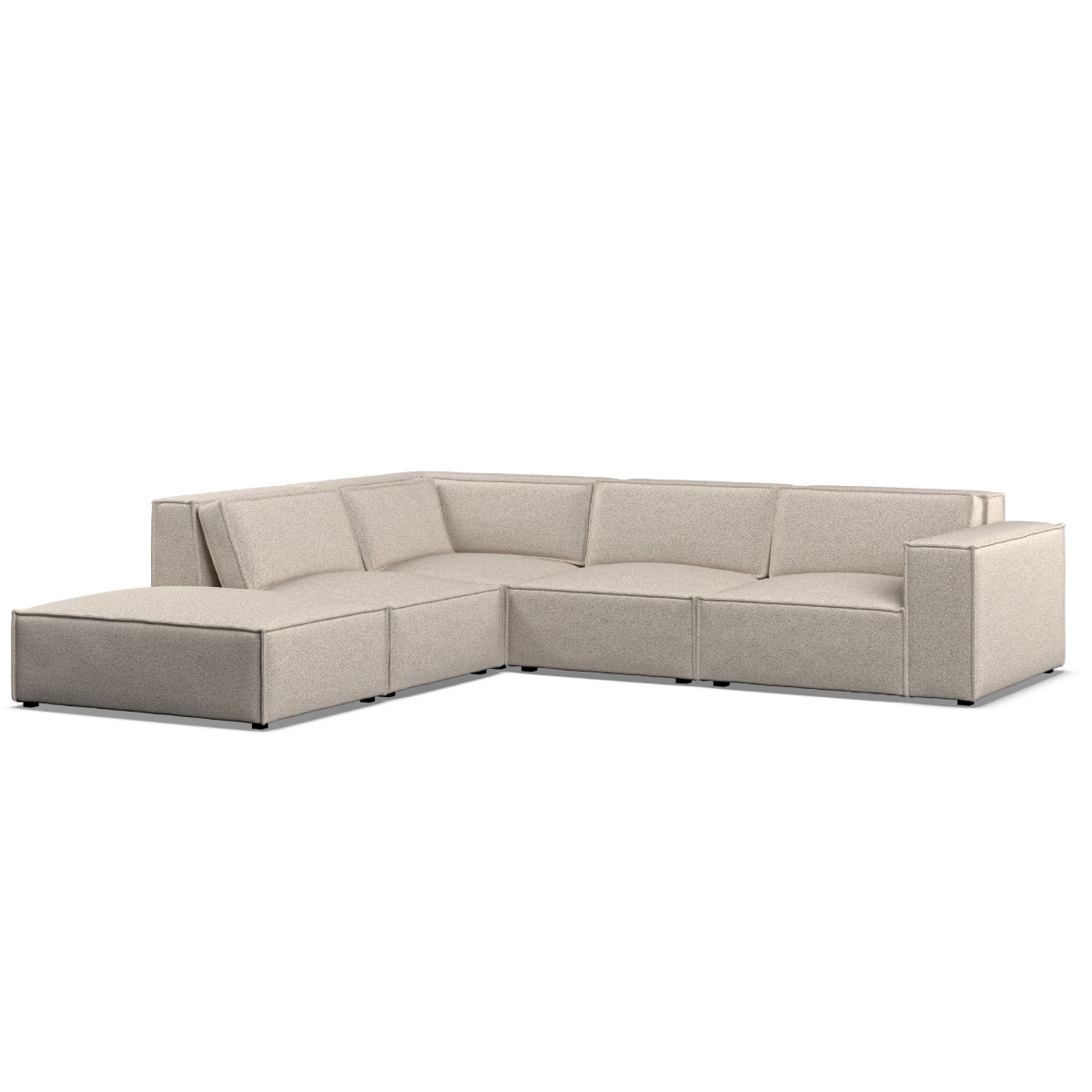 Corner Sofa - LUCCA Fabric 5 Seater Right Hand Facing Linen - Footstool End - Edgbaston Living