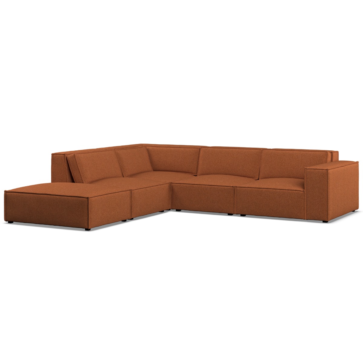 Corner Sofa - LUCCA Fabric 5 Seater Right Hand Facing Terra - Footstool End - Edgbaston Living