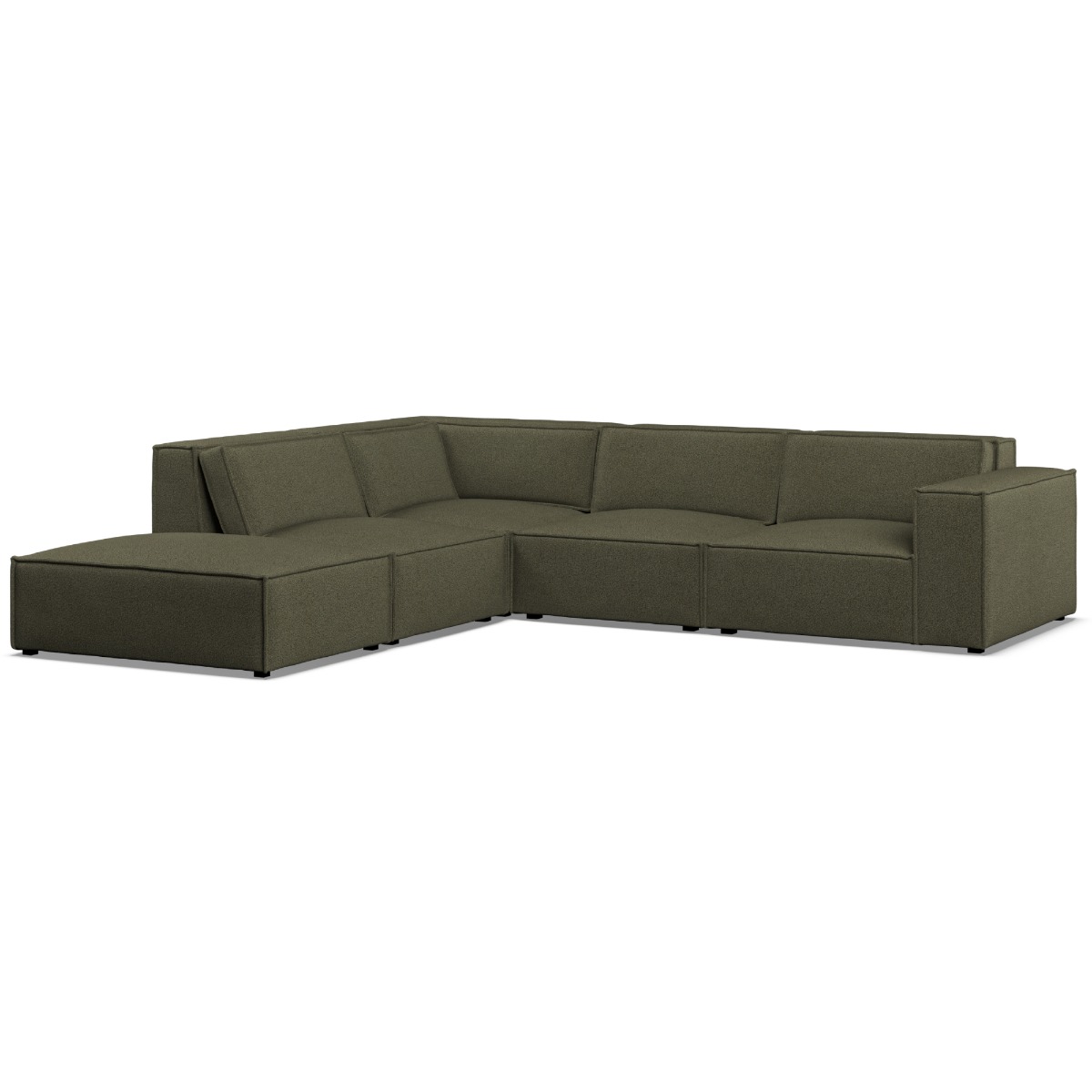 Corner Sofa - LUCCA Fabric 5 Seater Right Hand Facing Winter Moss - Footstool End - Edgbaston Living