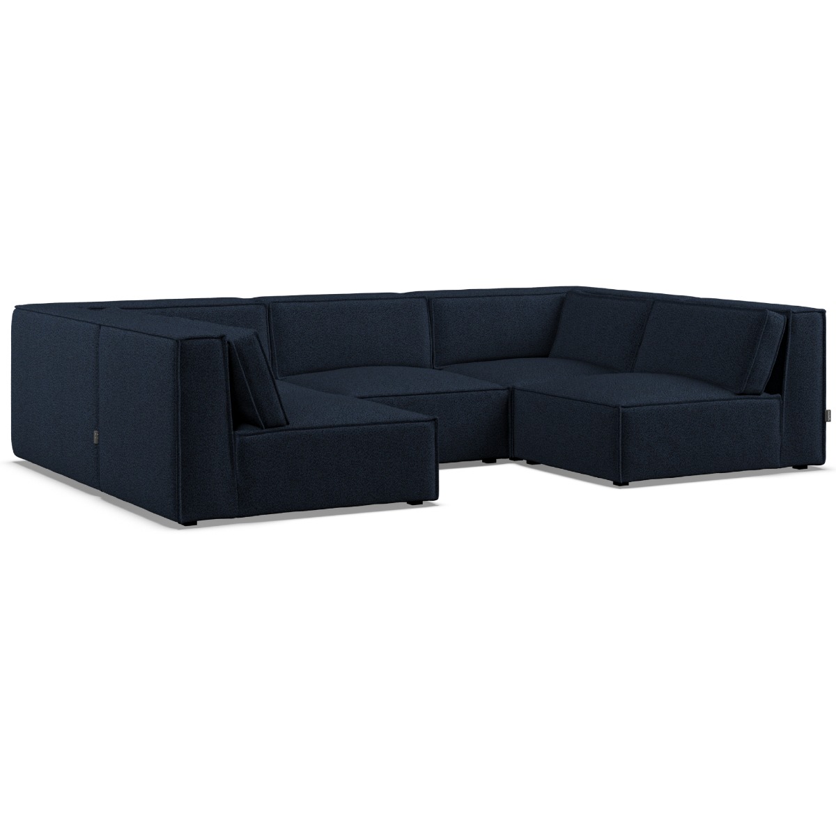 Corner Sofa - LUCCA Fabric 5 Seater U Shaped Deep Blue - Open End - Edgbaston Living