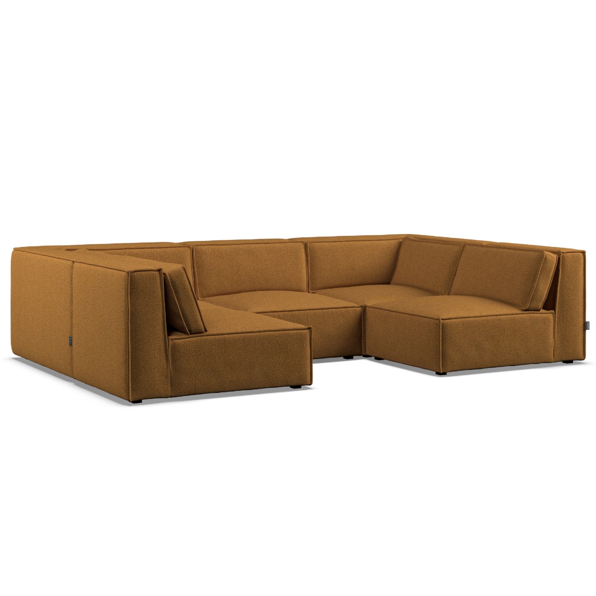 Corner Sofa - LUCCA Fabric 5 Seater U Shaped Inca Gold - Open End - Edgbaston Living