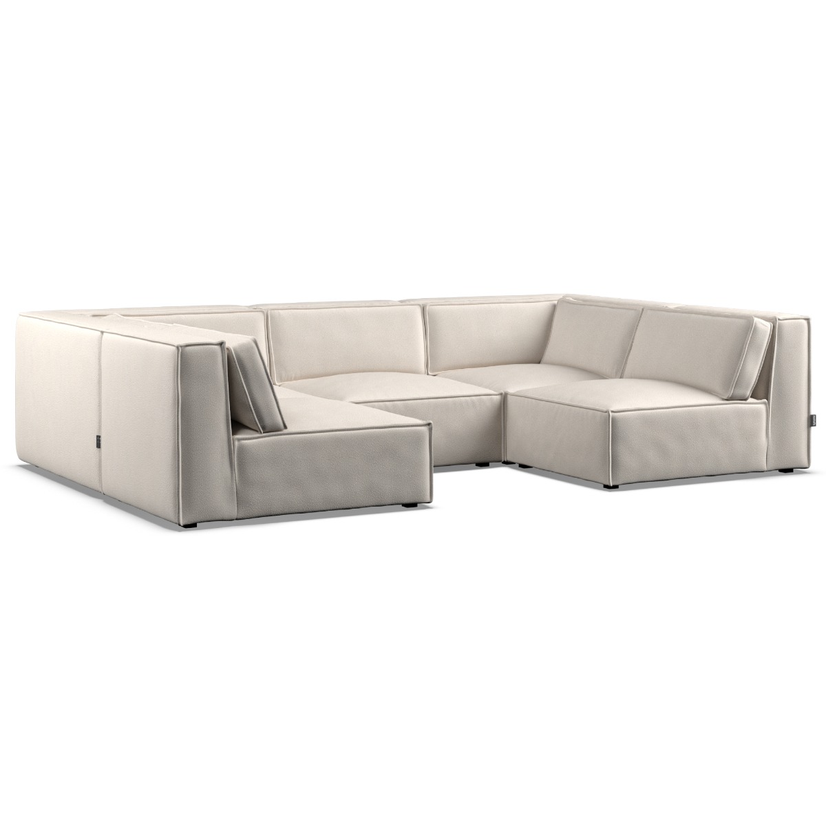 Corner Sofa - LUCCA Fabric 5 Seater U Shaped Ivory - Open End - Edgbaston Living