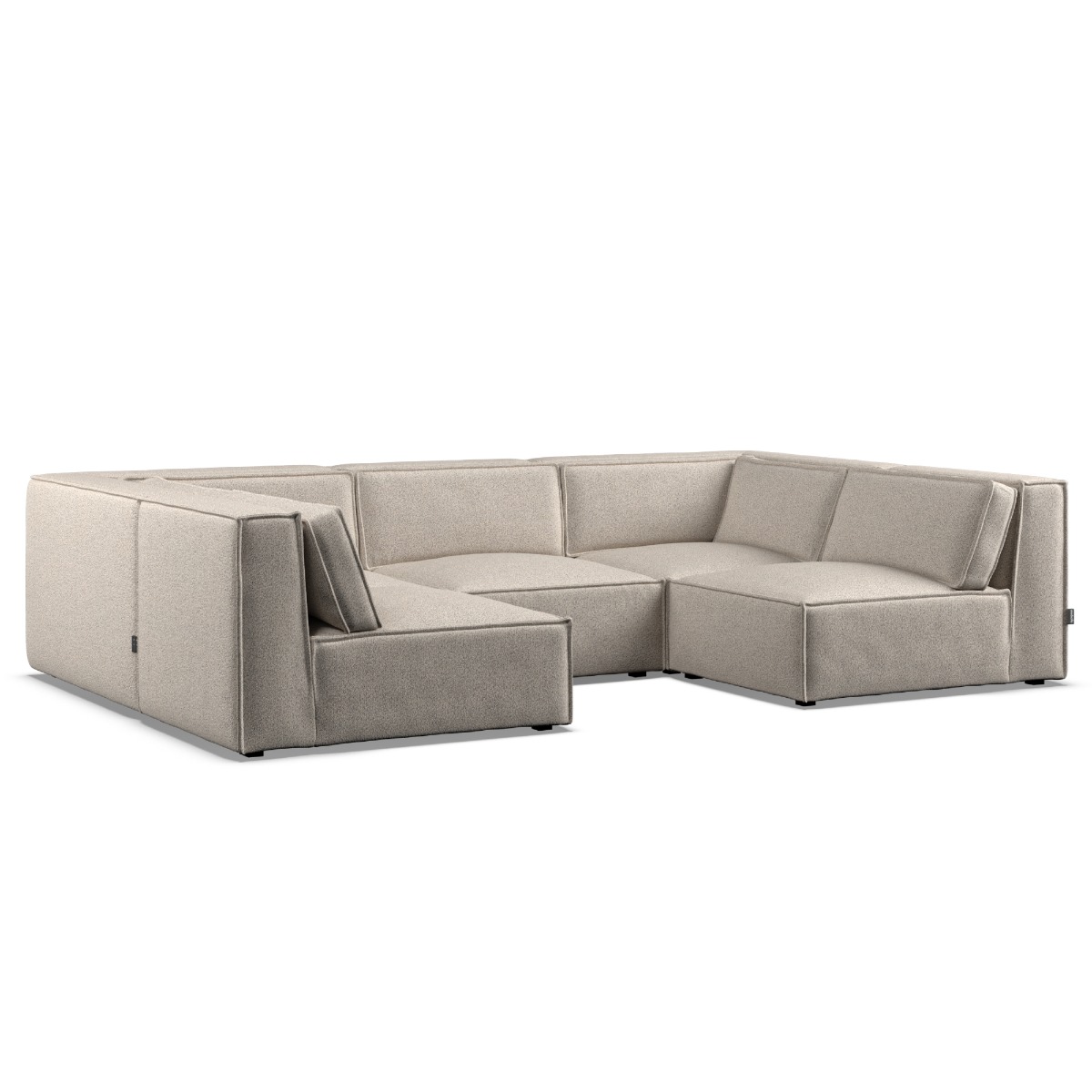 Corner Sofa - LUCCA Fabric 5 Seater U Shaped Linen - Open End - Edgbaston Living