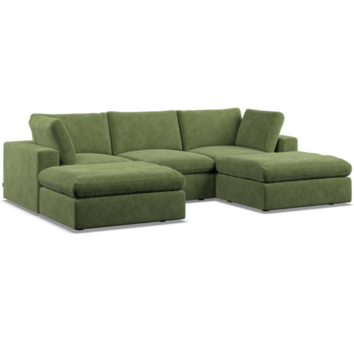 Corner Sofa - OBLAK Fabric 5 Seater U Shaped Verde - Footstool End - Edgbaston Living