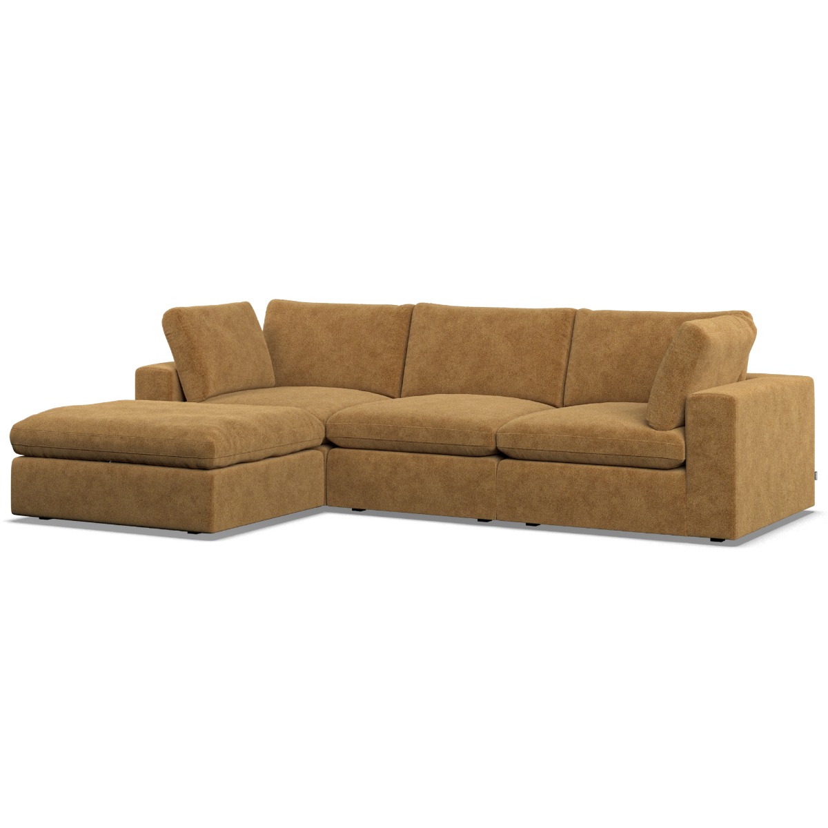 Corner Sofa - OBLAK Fabric 3 Seater Right Hand Facing Amber - Footstool End - Edgbaston Living