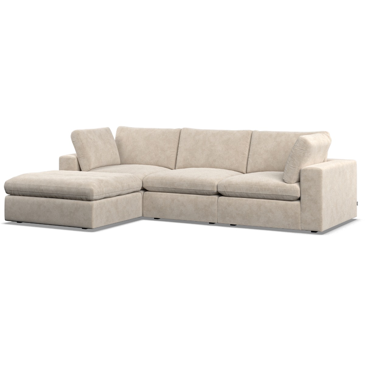 Corner Sofa - OBLAK Fabric 3 Seater Right Hand Facing Eggshell - Footstool End - Edgbaston Living