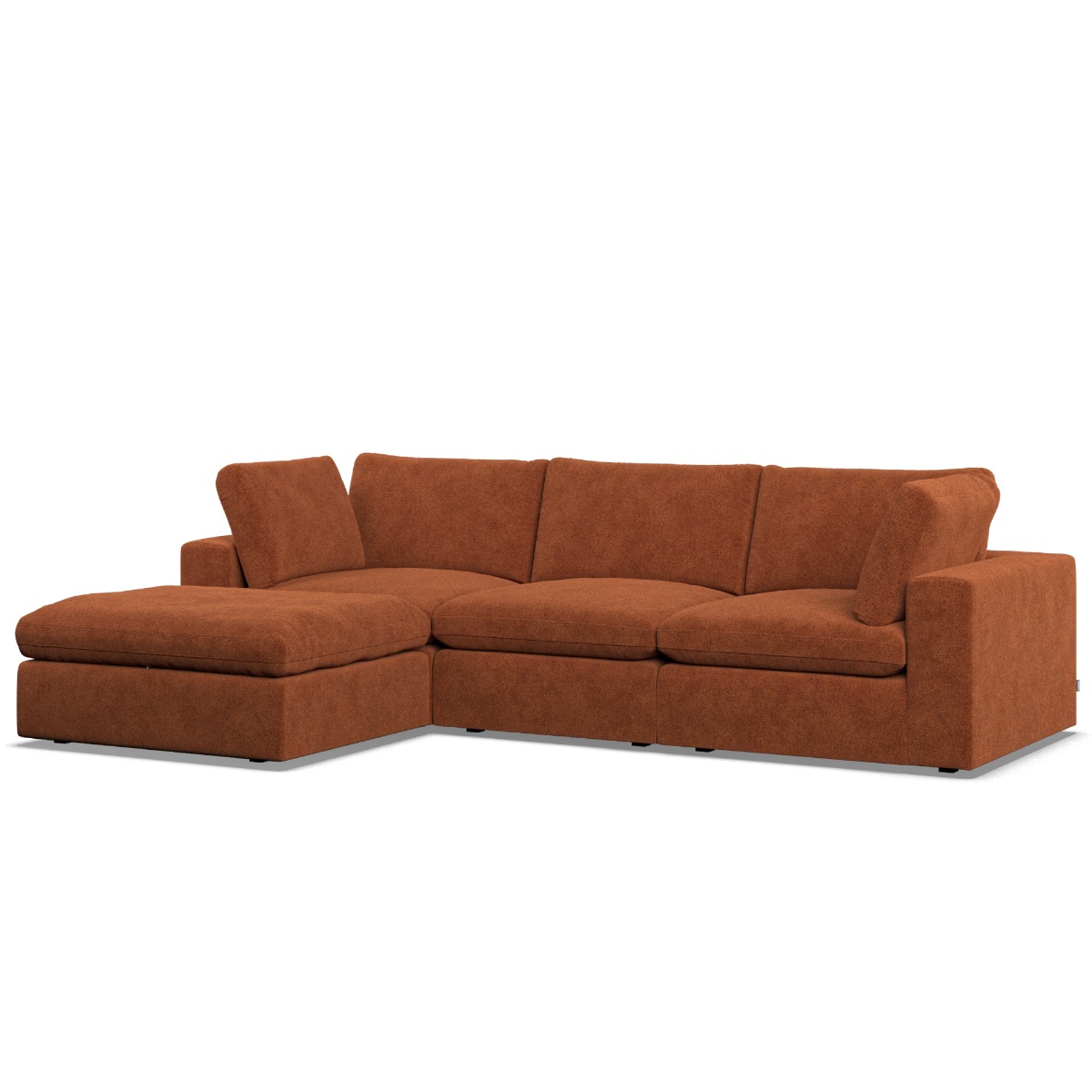 Corner Sofa - OBLAK Fabric 3 Seater Right Hand Facing Saffron - Footstool End - Edgbaston Living