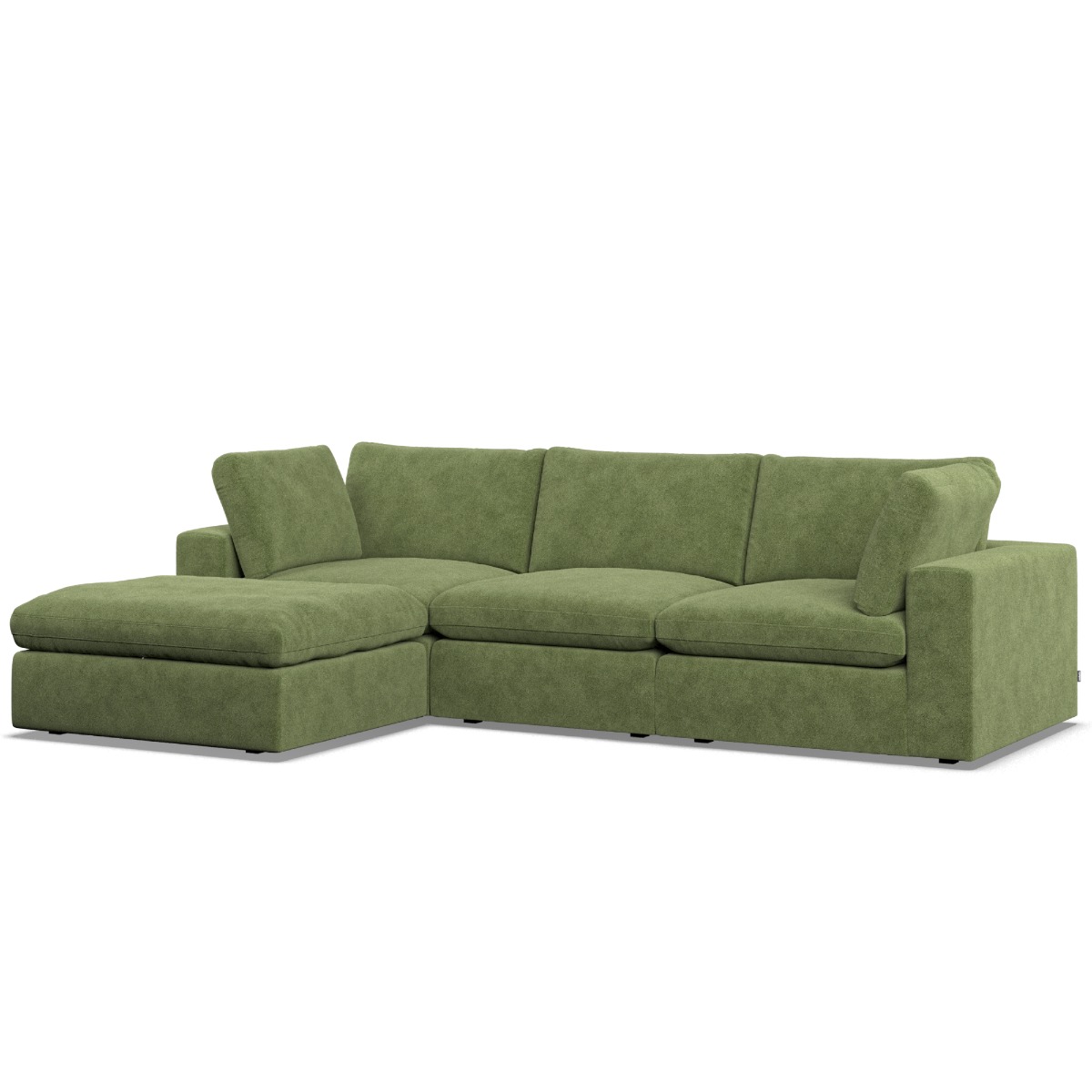 Corner Sofa - OBLAK Fabric 3 Seater Right Hand Facing Verde - Footstool End - Edgbaston Living