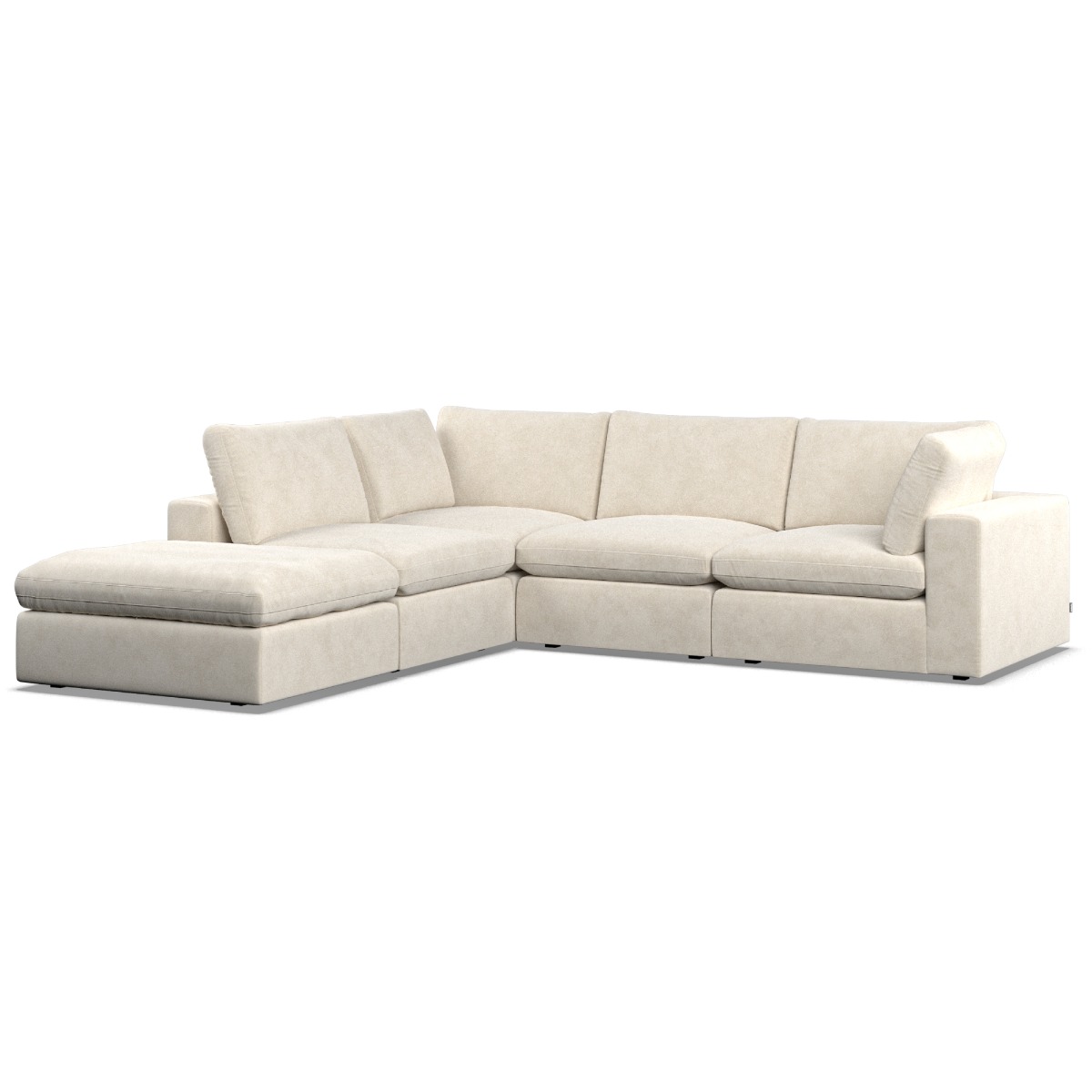 Corner Sofa - OBLAK Fabric 4 Seater Right Hand Facing Cotton - Footstool End - Edgbaston Living