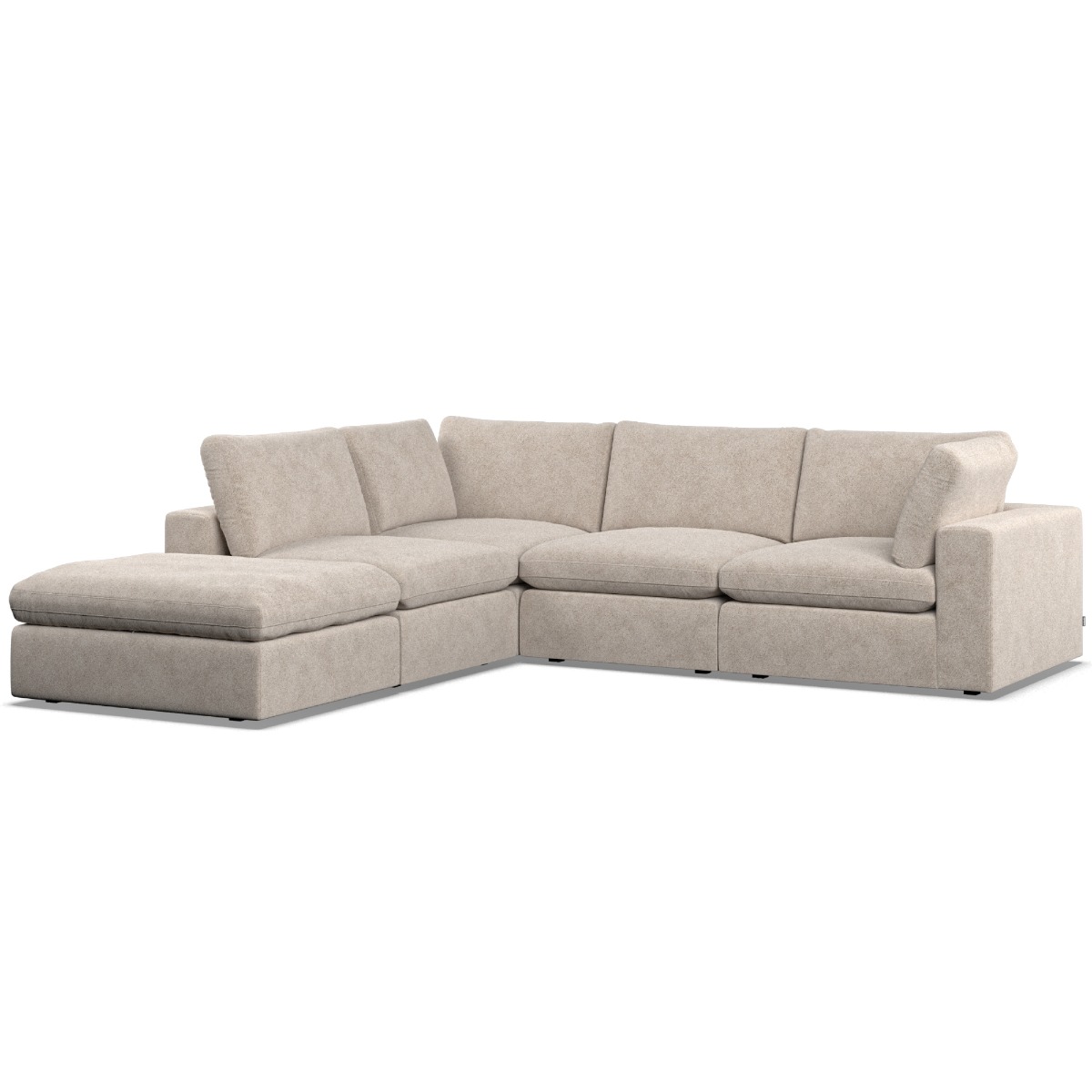 Corner Sofa - OBLAK Fabric 4 Seater Right Hand Facing Fossil - Footstool End - Edgbaston Living