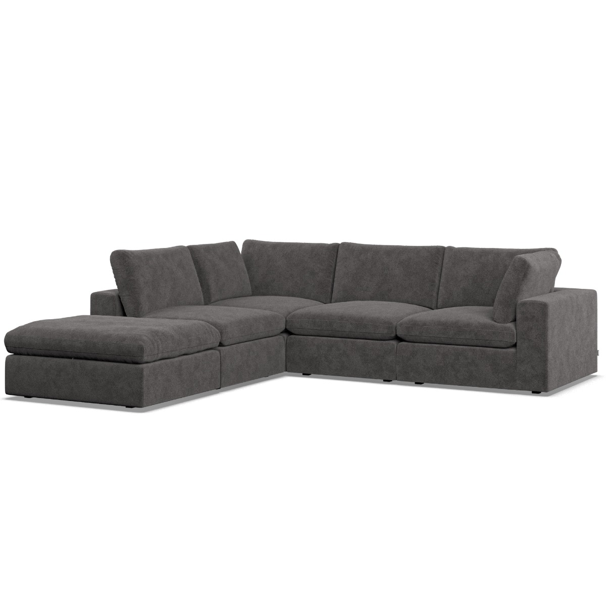 Corner Sofa - OBLAK Fabric 4 Seater Right Hand Facing Slate - Footstool End - Edgbaston Living
