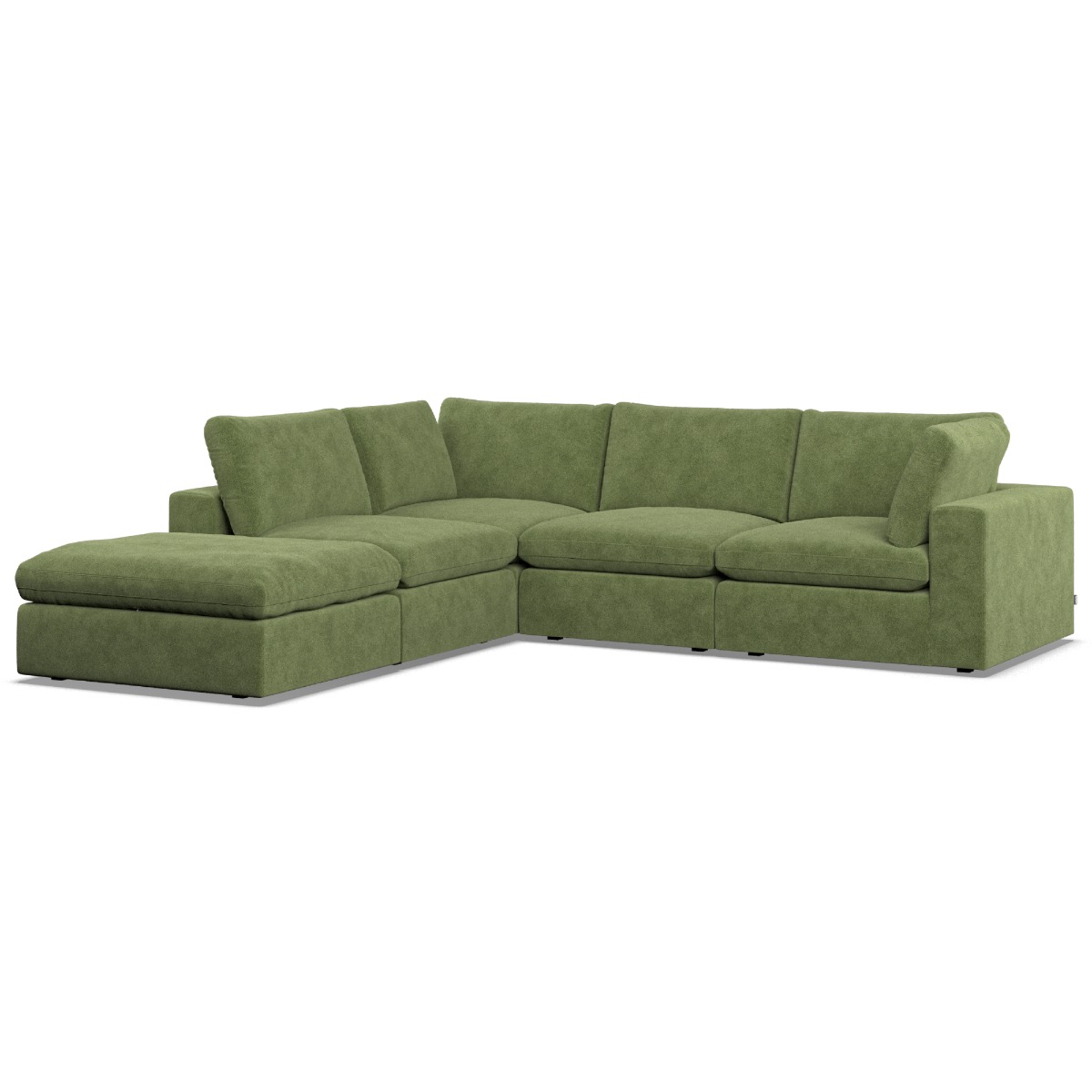 Corner Sofa - OBLAK Fabric 4 Seater Right Hand Facing Verde - Footstool End - Edgbaston Living