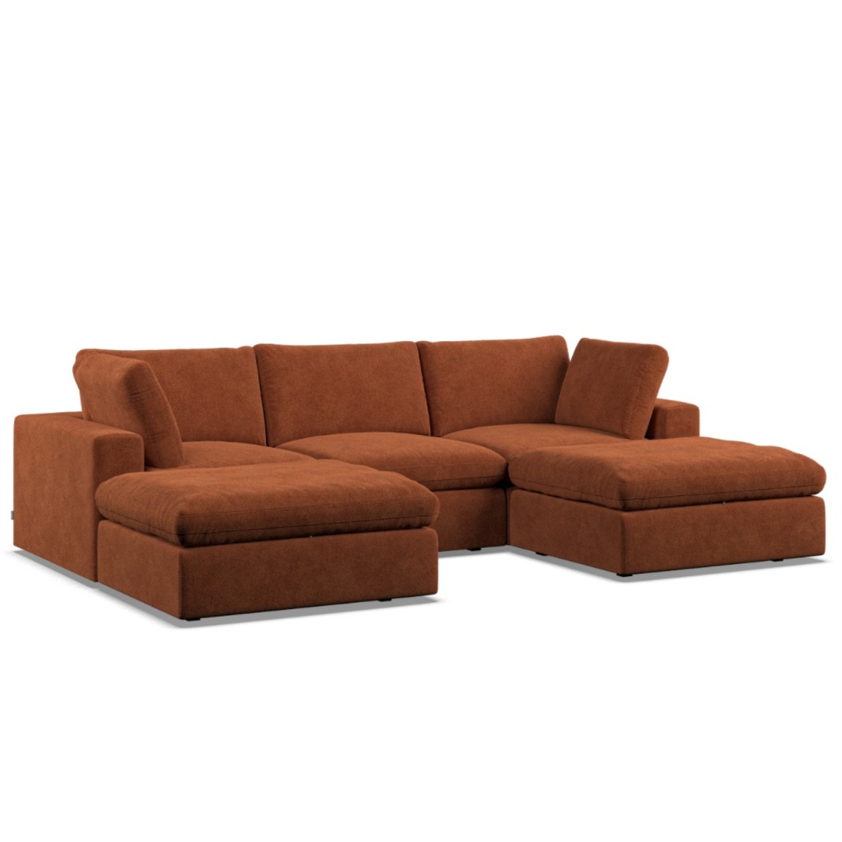 Corner Sofa - OBLAK Fabric 5 Seater U Shaped Saffron - Footstool End - Edgbaston Living