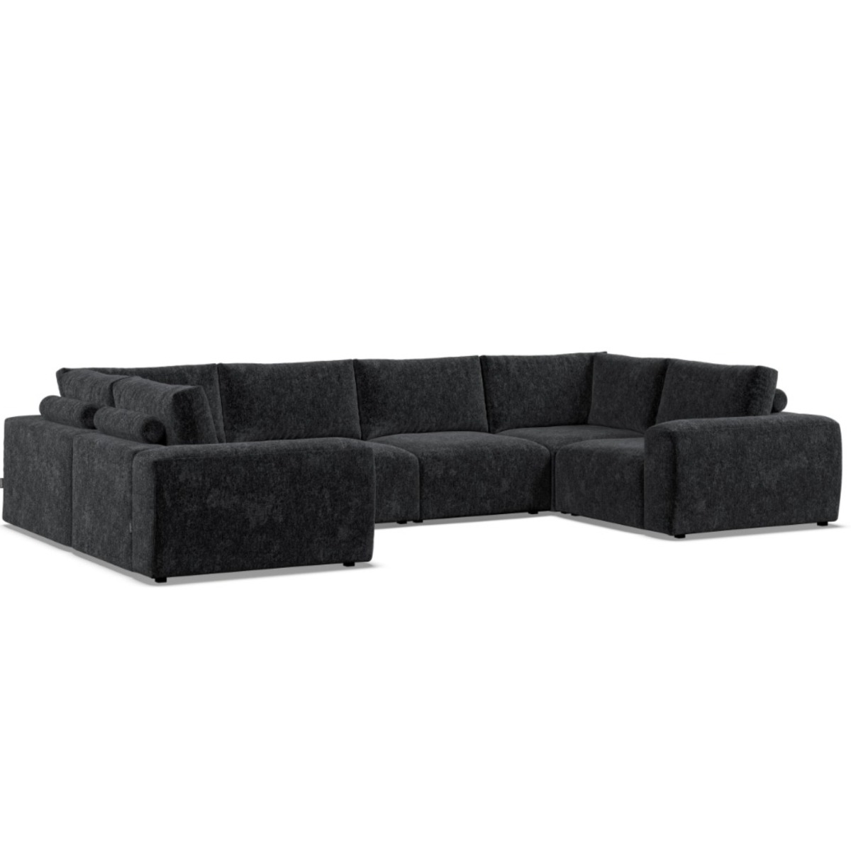 Corner Sofa - GRAZ Fabric 6 Seater U Shaped - Black - Edgbaston Living