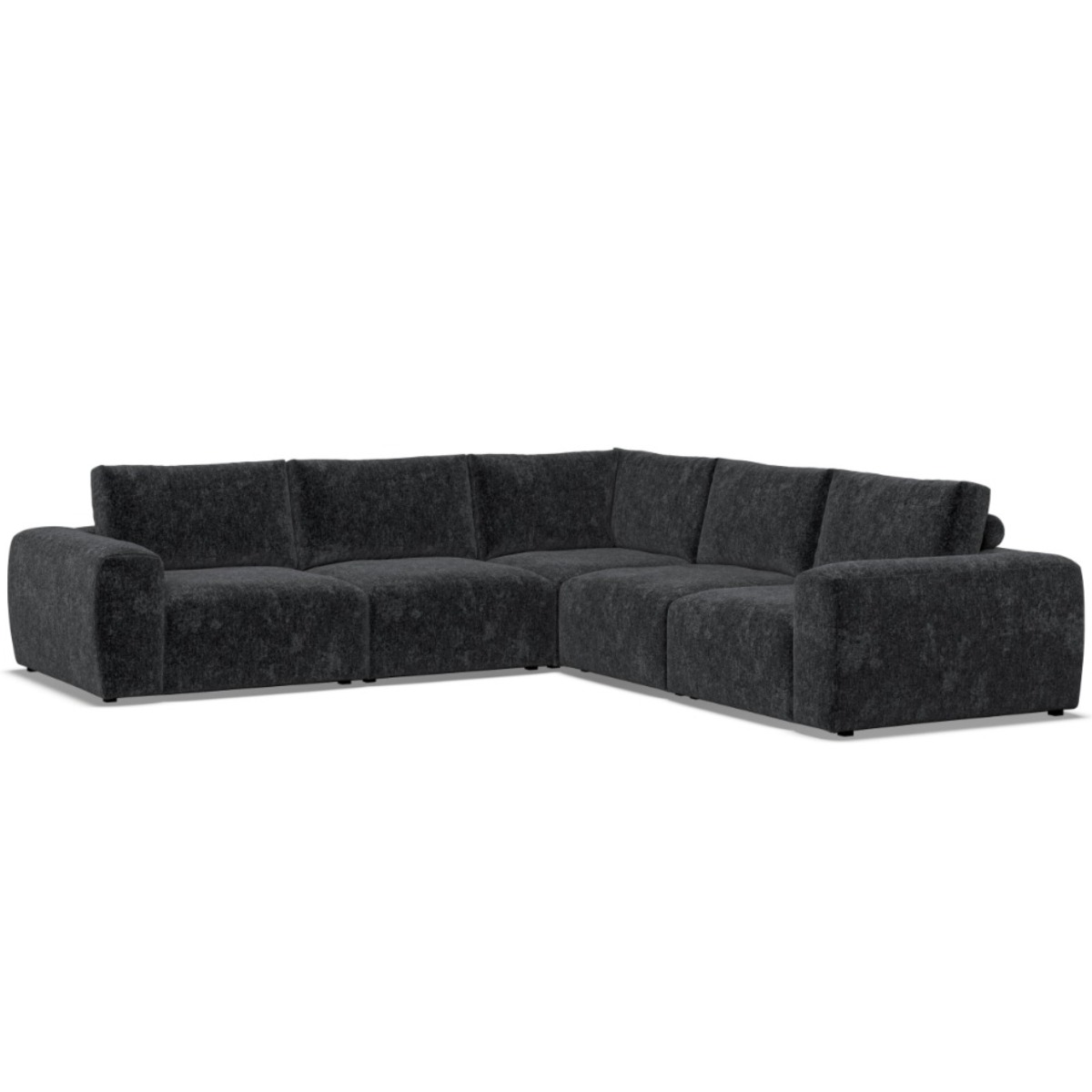 GRAZ Fabric 5 Seater Corner Sofa - L Shaped - Left Hand Facing - Black