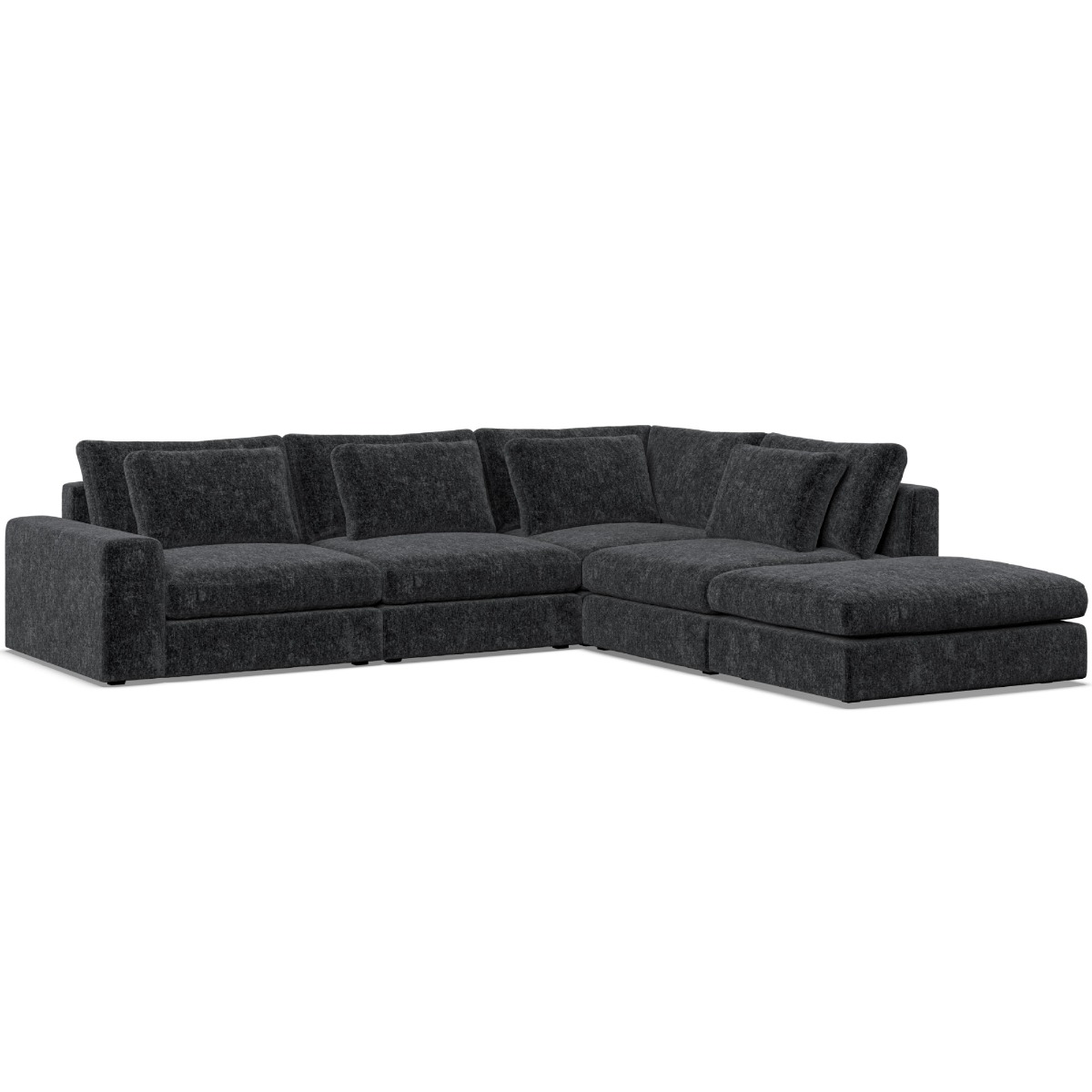 Corner Sofa - SOVA Fabric 4 Seater Left Hand Facing - Black - Edgbaston Living