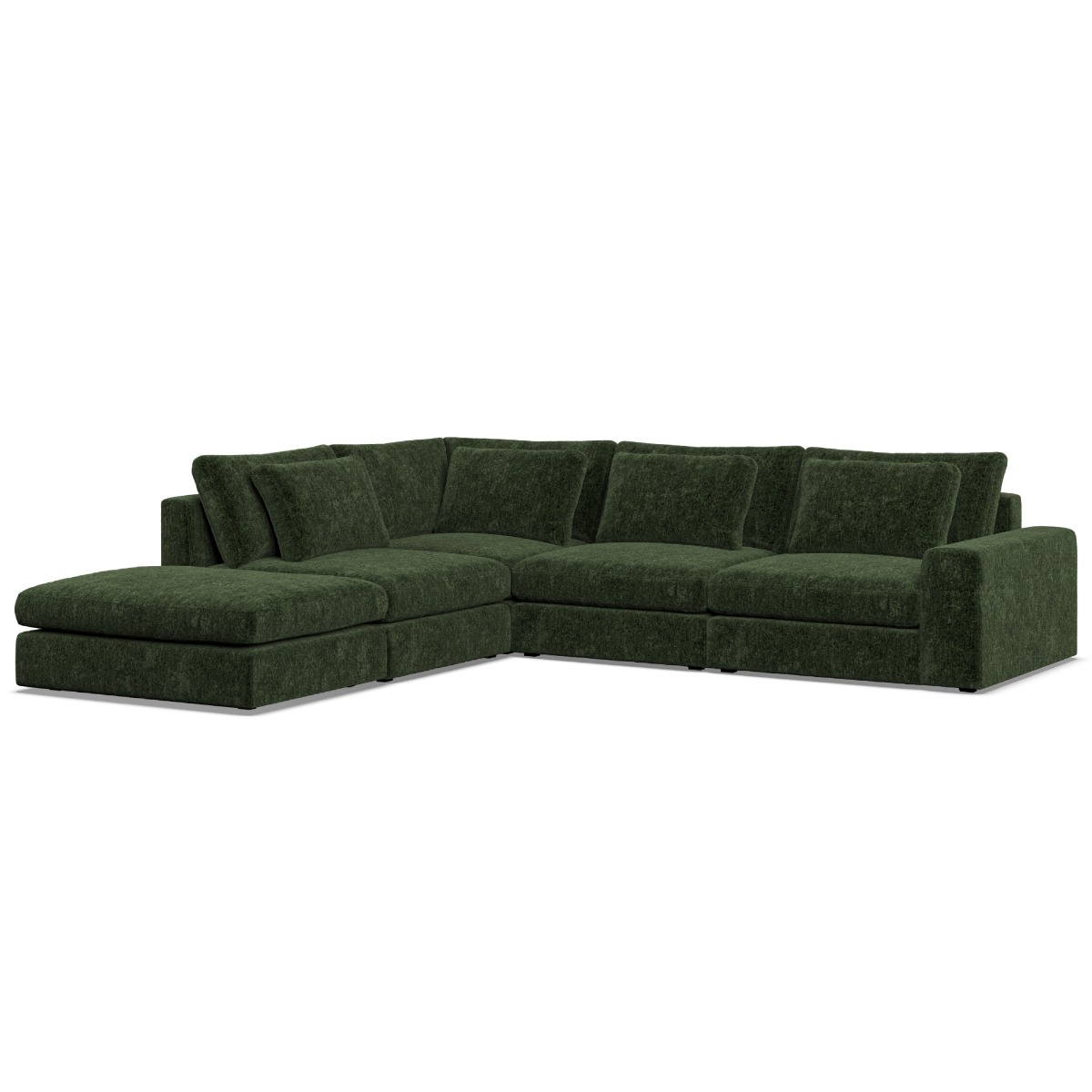 Corner Sofa - SOVA Fabric 4 Seater Right Hand Facing Bottle Green - Footstool End - Edgbaston Living