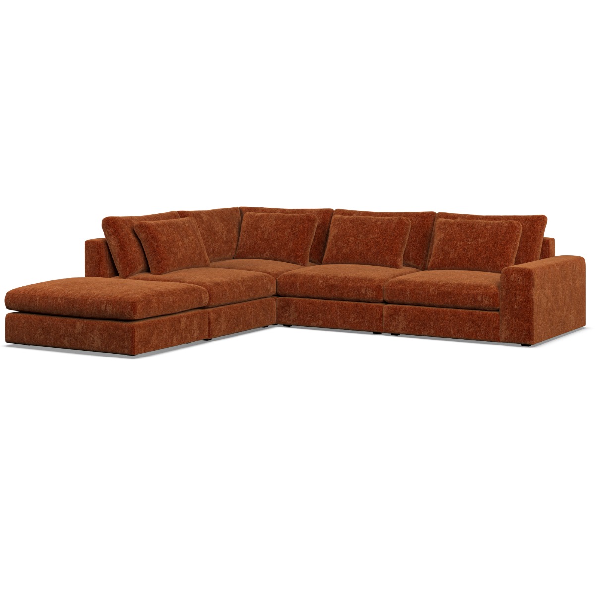 Corner Sofa - SOVA Fabric 4 Seater Right Hand Facing Deep Terra - Footstool End - Edgbaston Living
