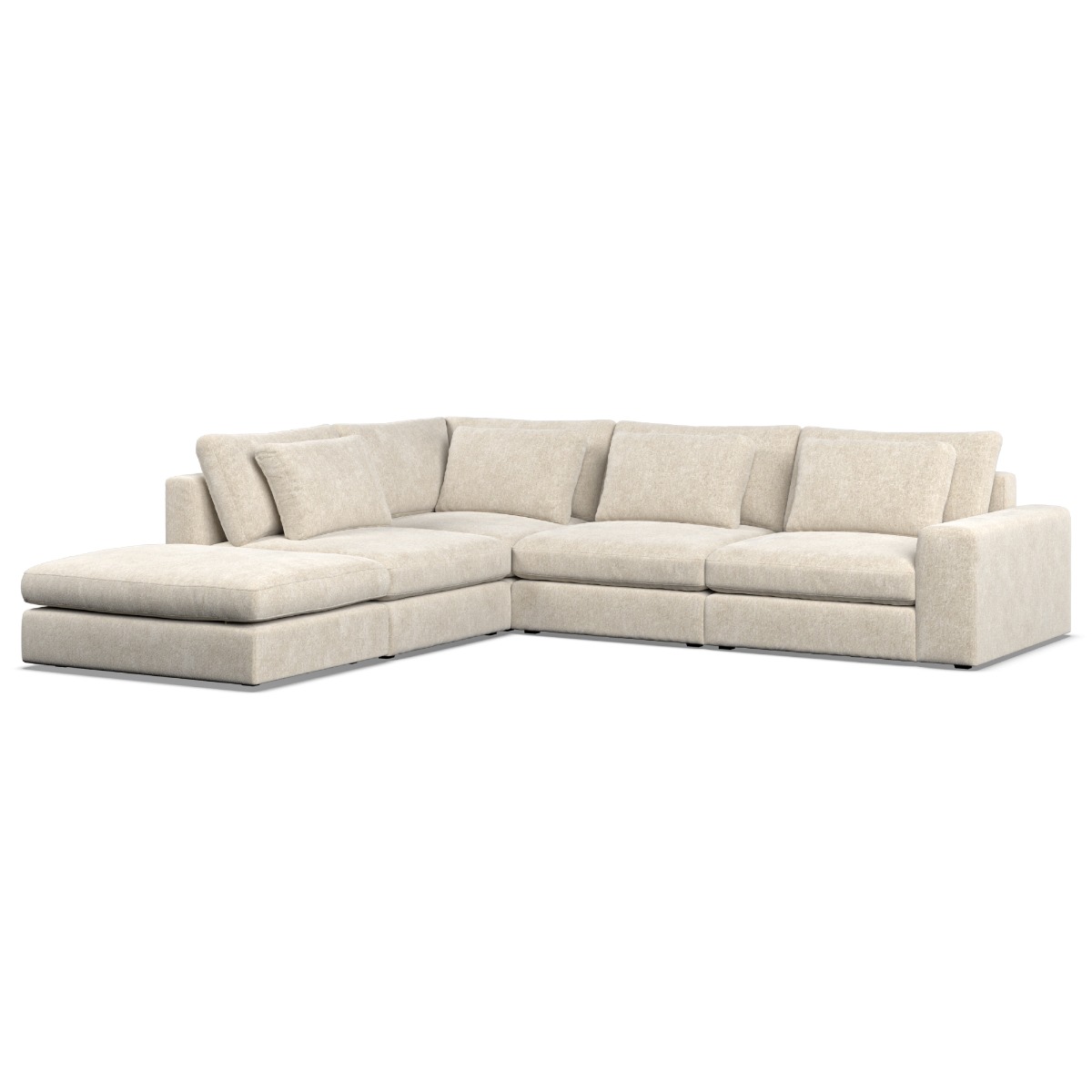 Corner Sofa - SOVA Fabric 4 Seater Right Hand Facing Ivory - Footstool End - Edgbaston Living