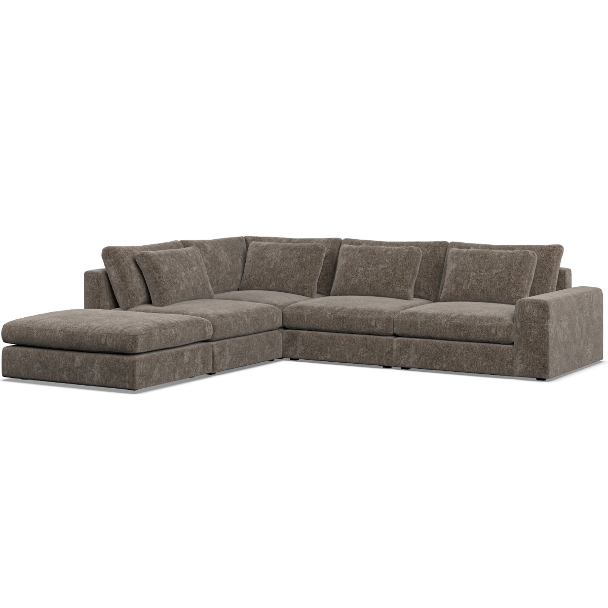Corner Sofa - SOVA Fabric 4 Seater Right Hand Facing Mocca - Footstool End - Edgbaston Living