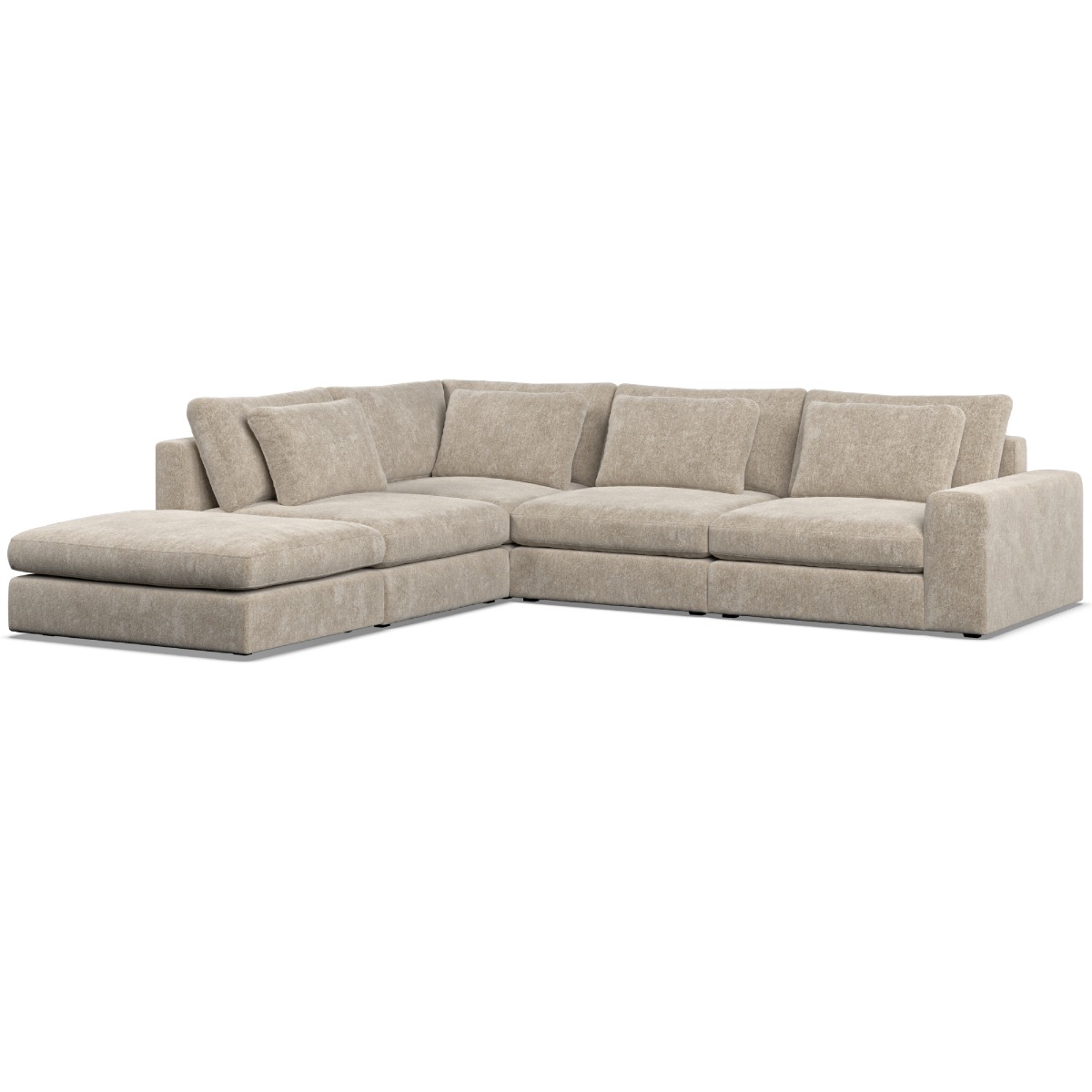 Corner Sofa - SOVA Fabric 4 Seater Right Hand Facing Pearl - Footstool End - Edgbaston Living