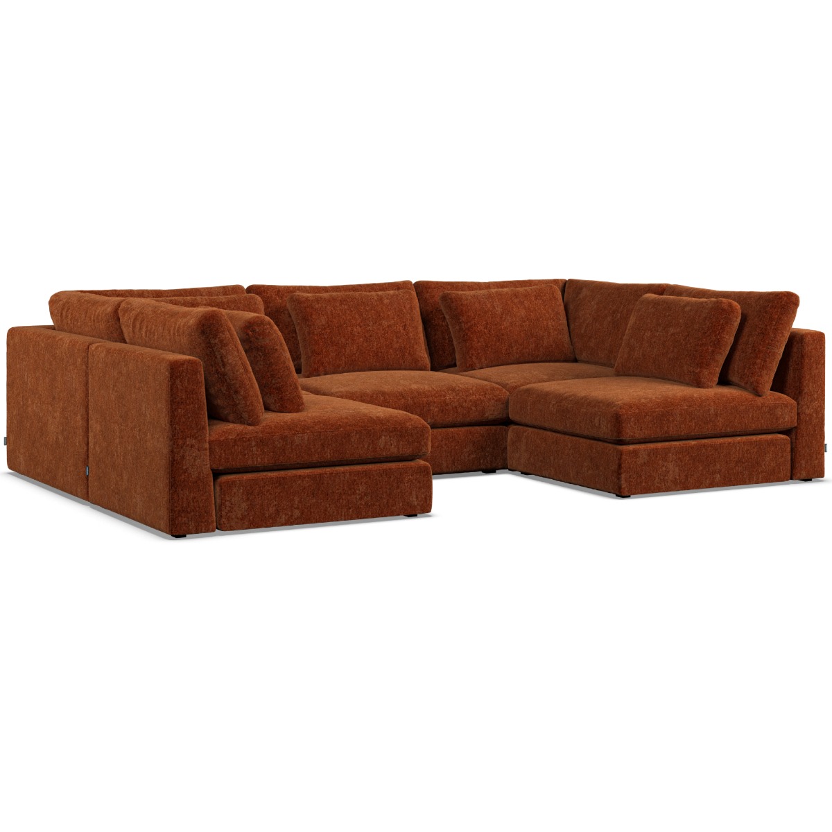 Corner Sofa - SOVA Fabric 5 Seater U Shaped Deep Terra - Open End - Edgbaston Living