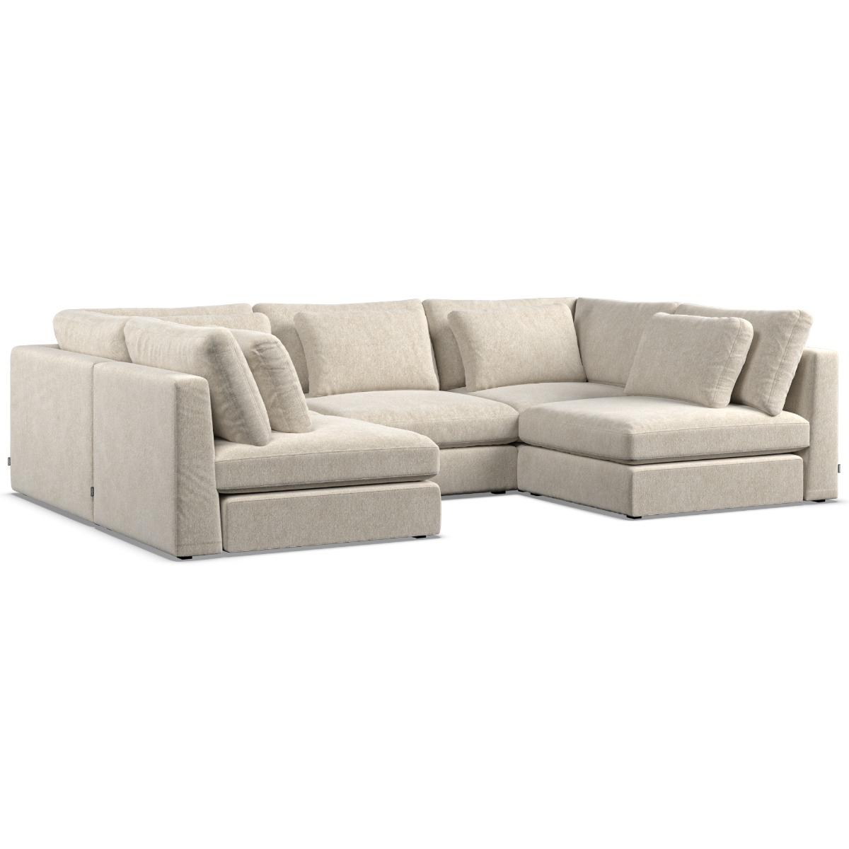 Corner Sofa - SOVA Fabric 5 Seater U Shaped Ivory - Open End - Edgbaston Living