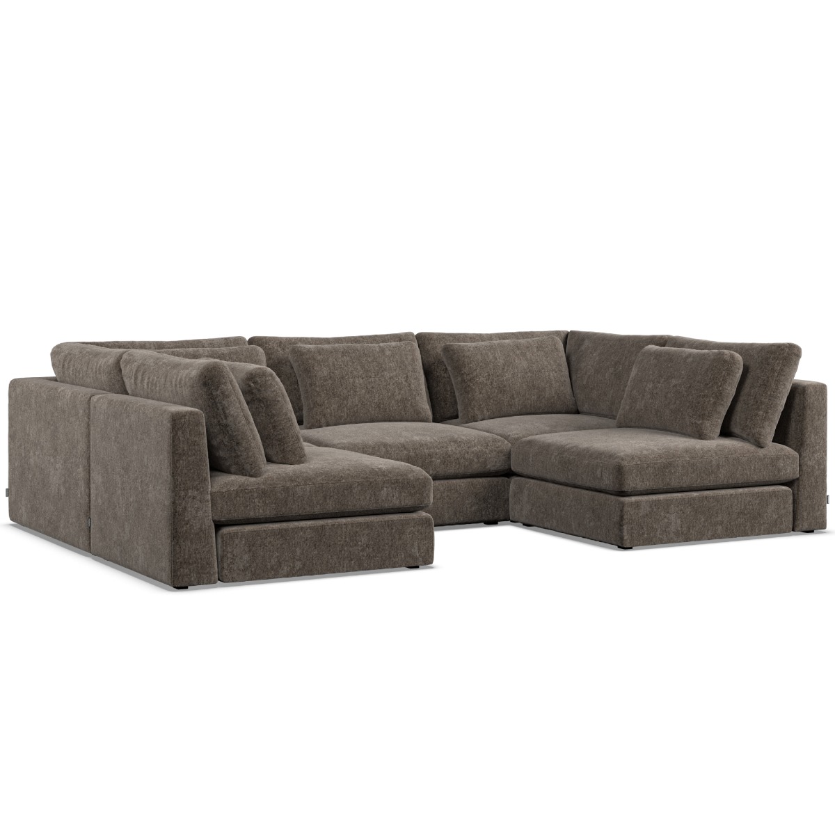 Corner Sofa - SOVA Fabric 5 Seater U Shaped Mocca - Open End - Edgbaston Living