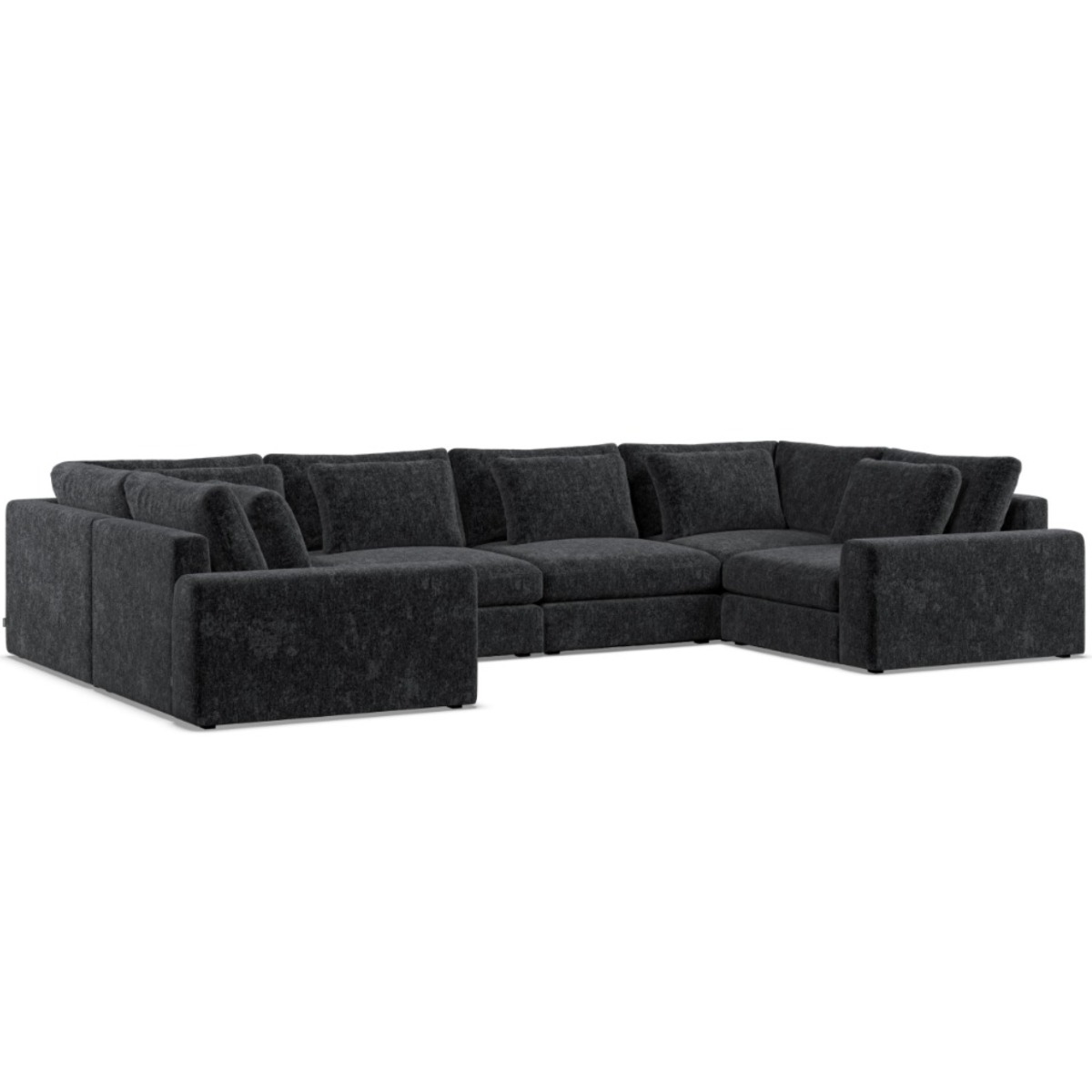 Corner Sofa - SOVA Fabric 6 Seater U Shaped - Black - Edgbaston Living