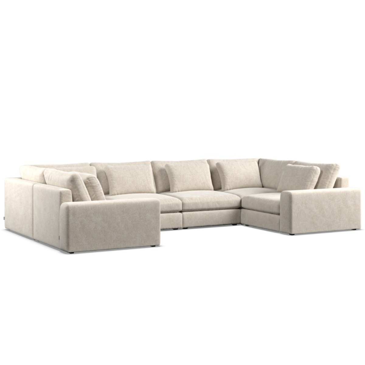 Corner Sofa - SOVA Fabric 6 Seater U Shaped - Ivory - Edgbaston Living