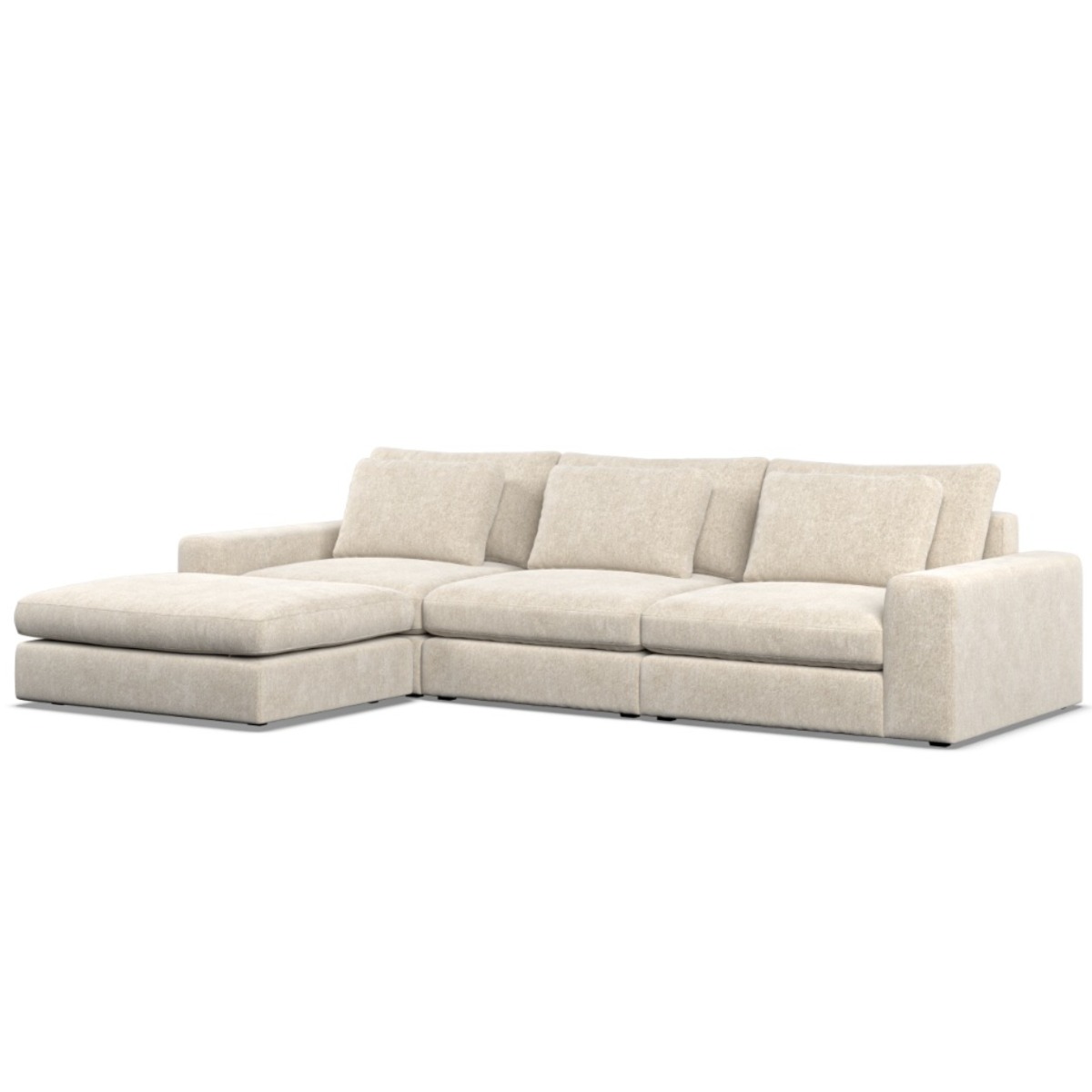 Corner Sofa - SOVA Fabric 3 Seater Right Hand Facing Ivory - Footstool End - Edgbaston Living