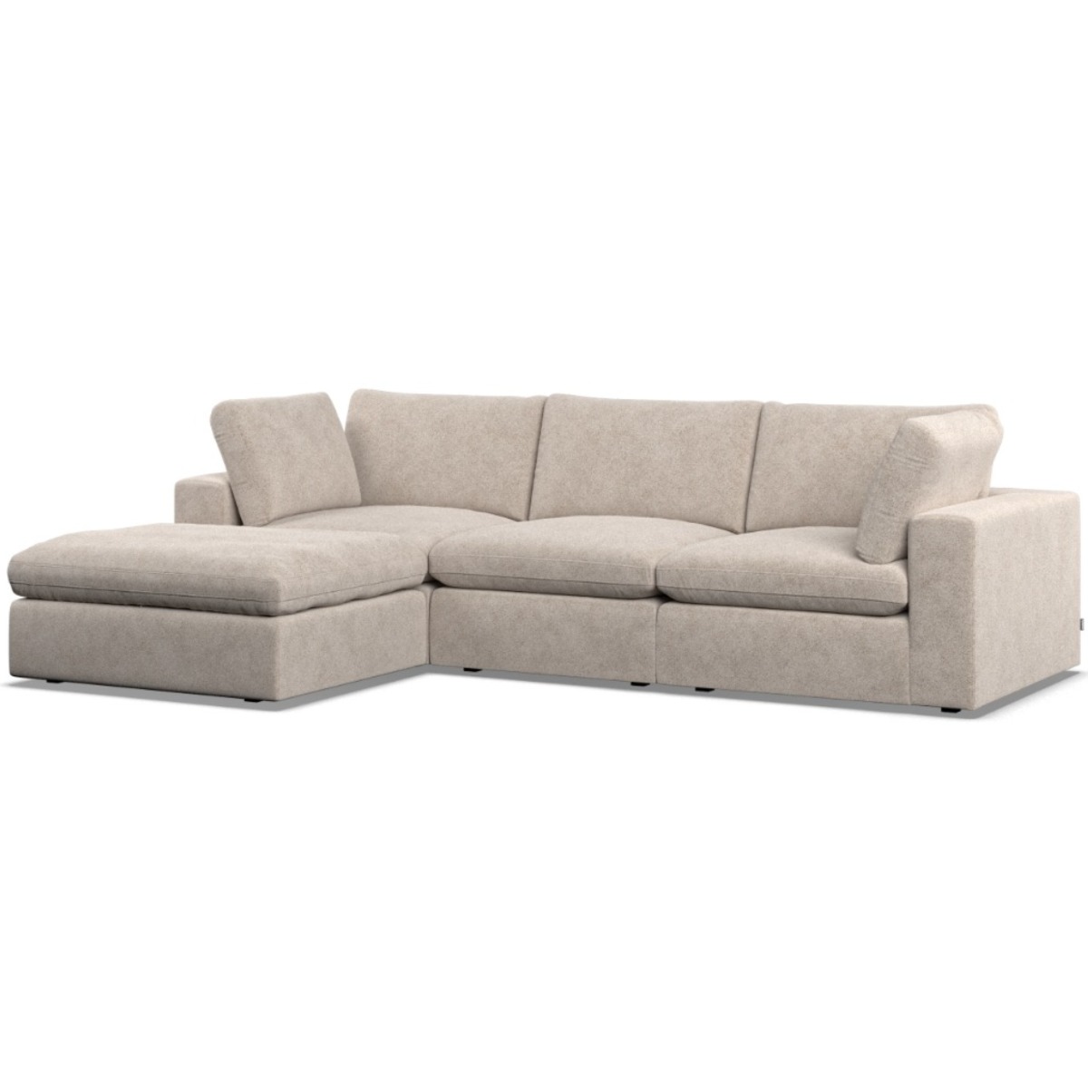 Corner Sofa - OBLAK Fabric 3 Seater Right Hand Facing Fossil - Footstool End - Edgbaston Living