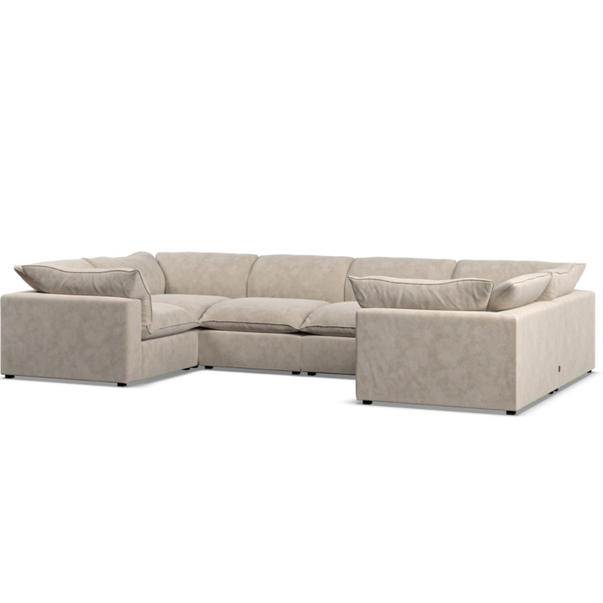 Corner Sofa - PUEBLA Fabric 6 Seater U Shaped - Eggshell - Edgbaston Living
