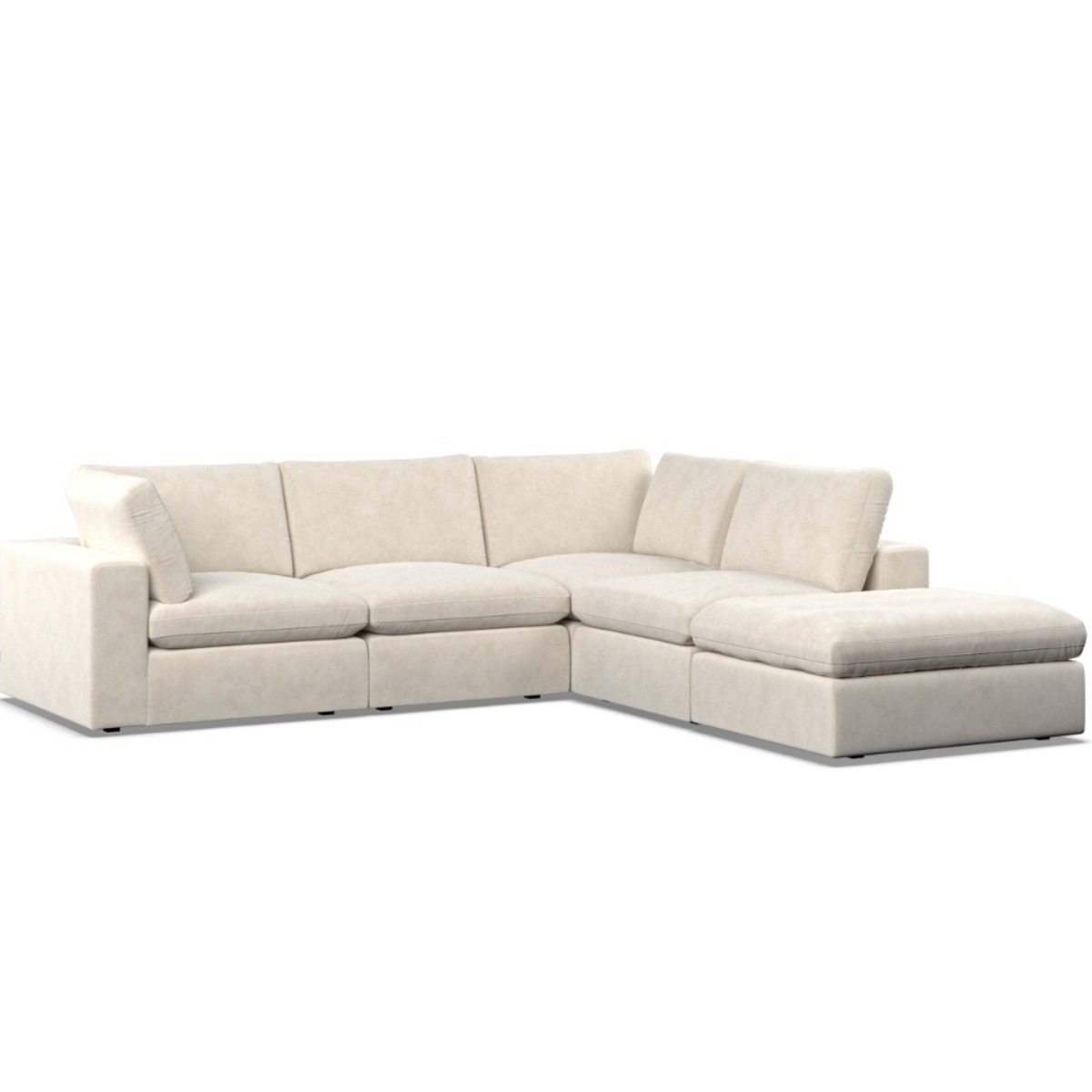 Corner Sofa - OBLAK Fabric 4 Seater Left Hand Facing - Cotton - Edgbaston Living