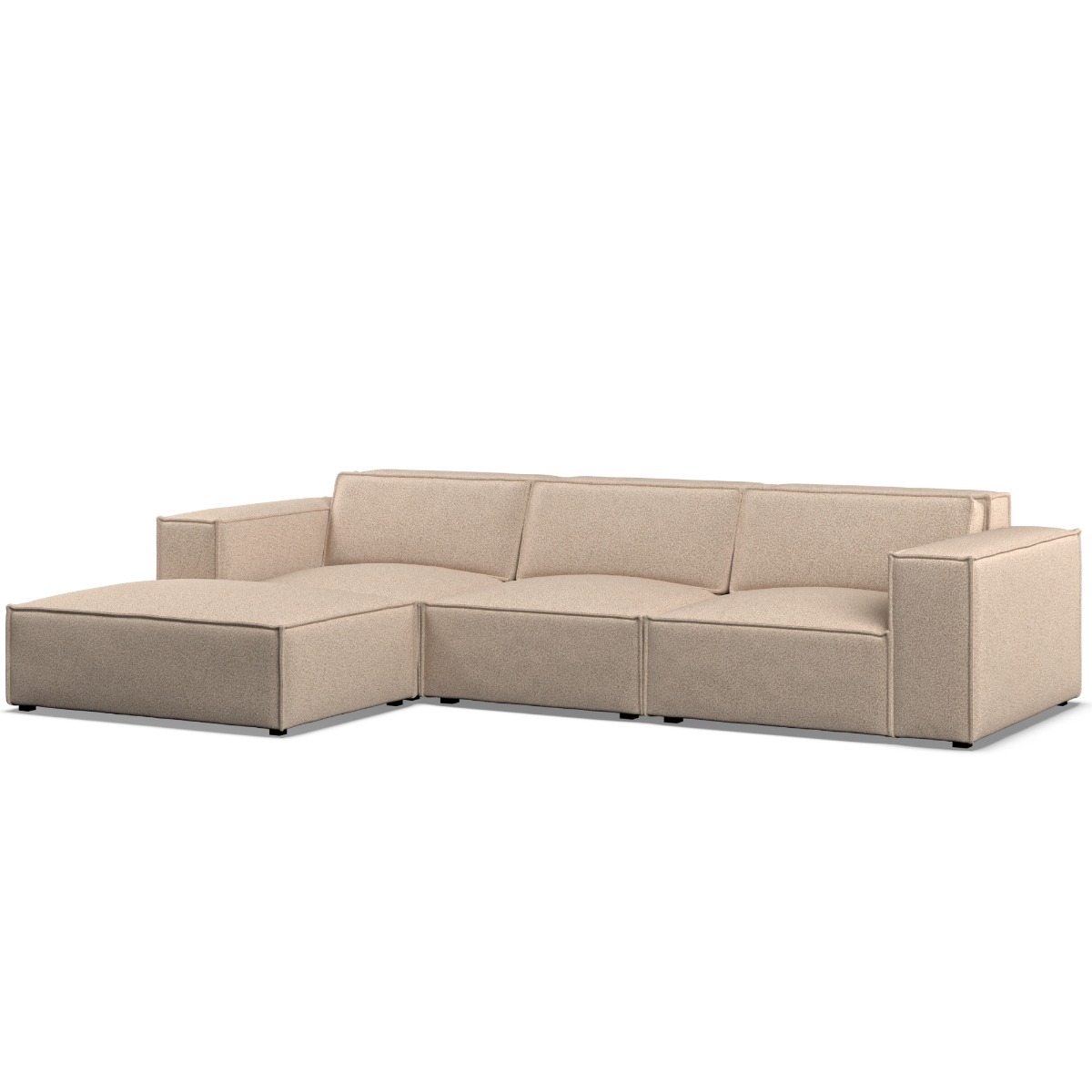 Corner Sofa - LUCCA Fabric 3 Seater Right Hand Facing - Beige - Edgbaston Living
